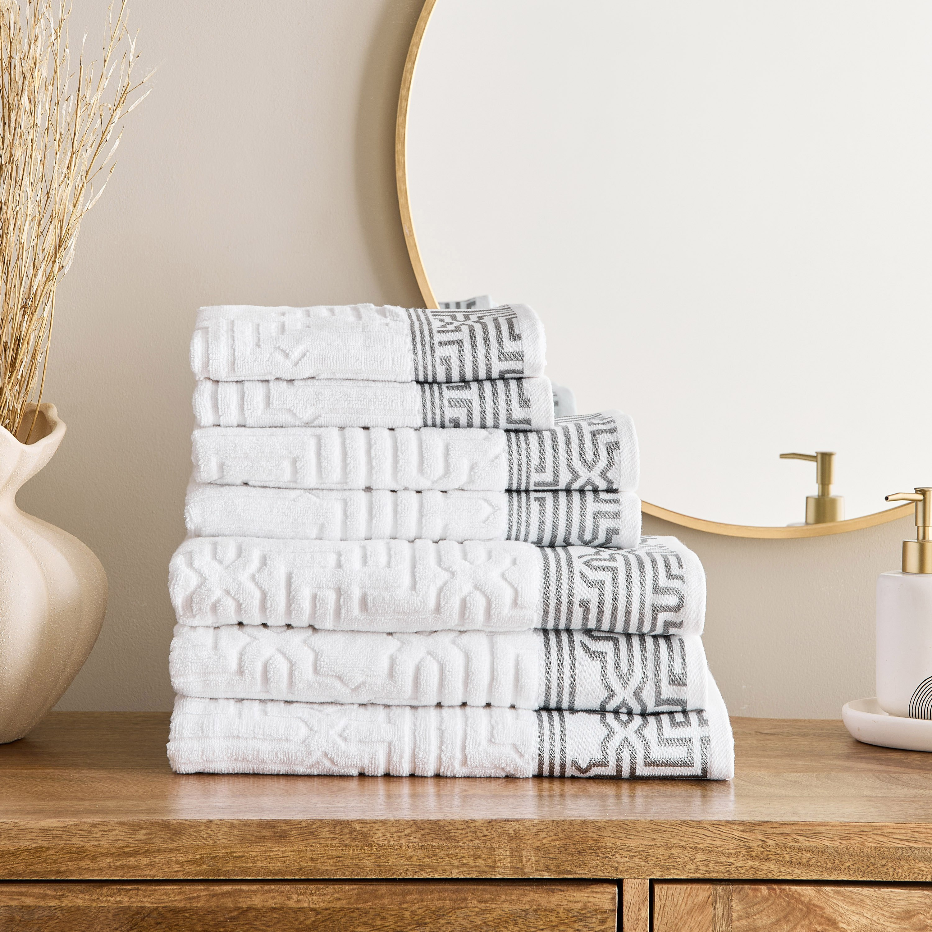 Skyline Mirage Lurex Patterned Cotton Bath Sheet - 80x150 cm-hbxbathroom-bathroomtextiles-image-6