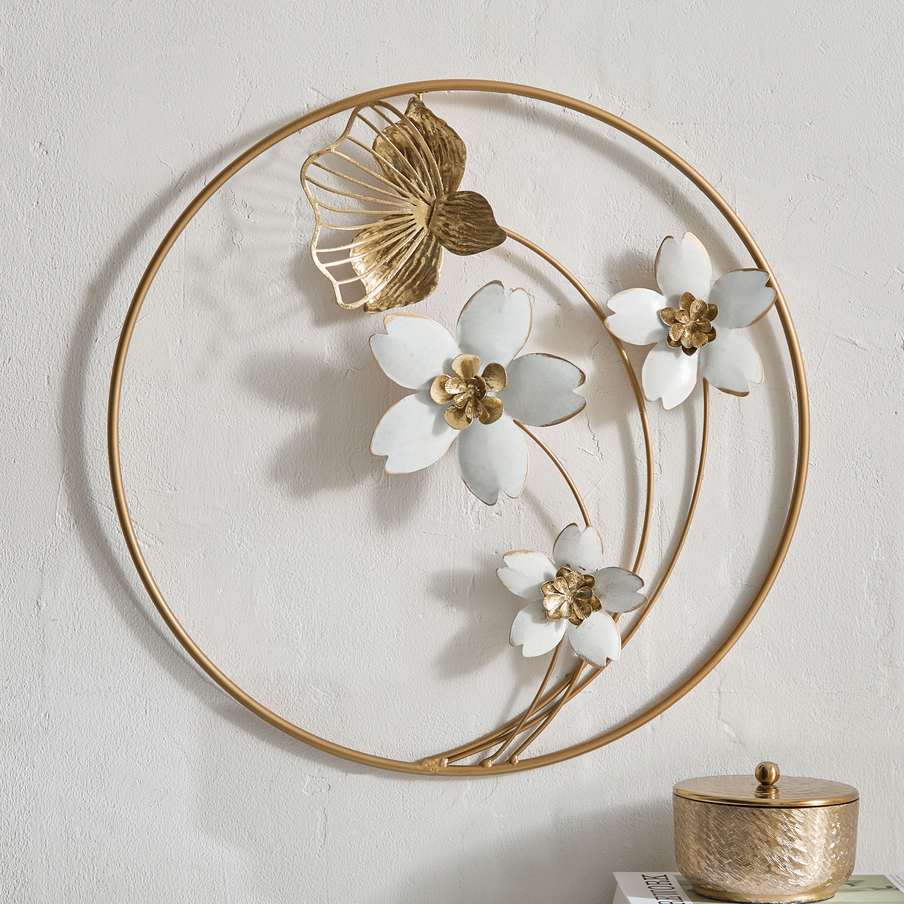 Percy Capri Metal Floral Wall Decor - 49x4 cm-hbxdiningroom-walldecor-wallart-image-2