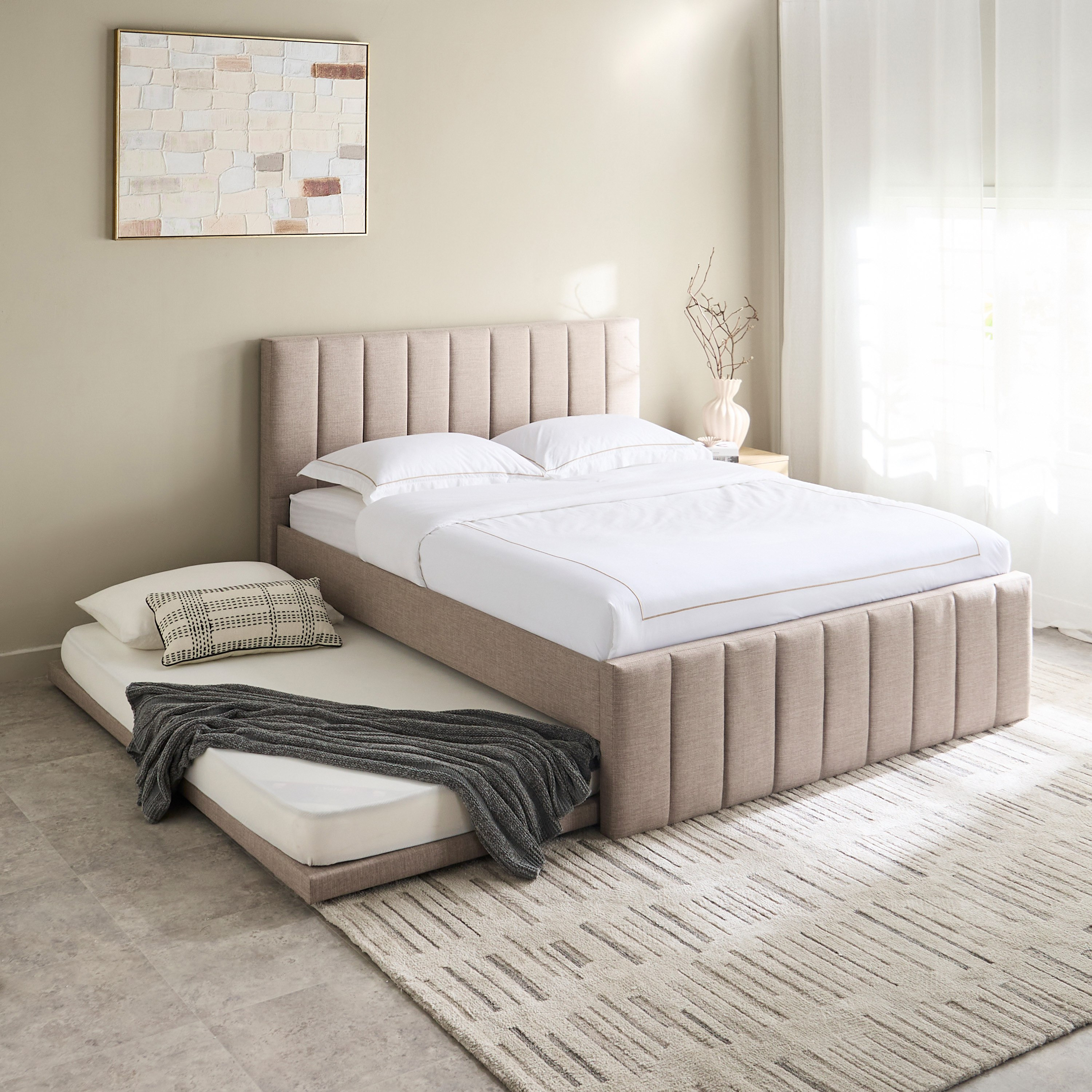 سرير كوين منجد مع سرير قابل للسحب - كوبر برادلي من موڤو - 160x200 سم-hbxbedroom-bedsandbedsets-beds-queen-image-2