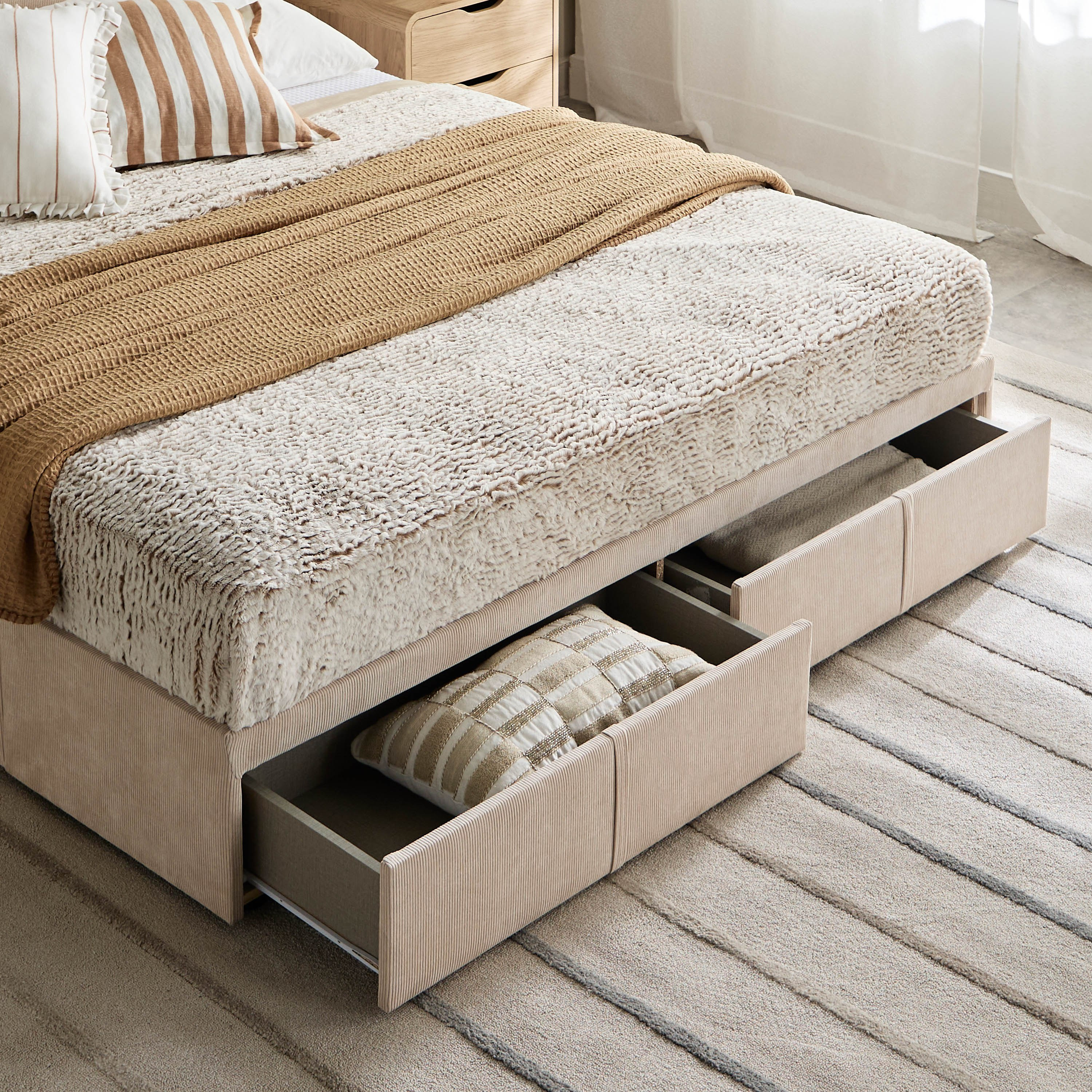 Movo Nordica Ville Upholstered Queen Bed with 2 Drawers - 160x200 cm-hbxbedroom-bedsandbedsets-beds-queen-image-4