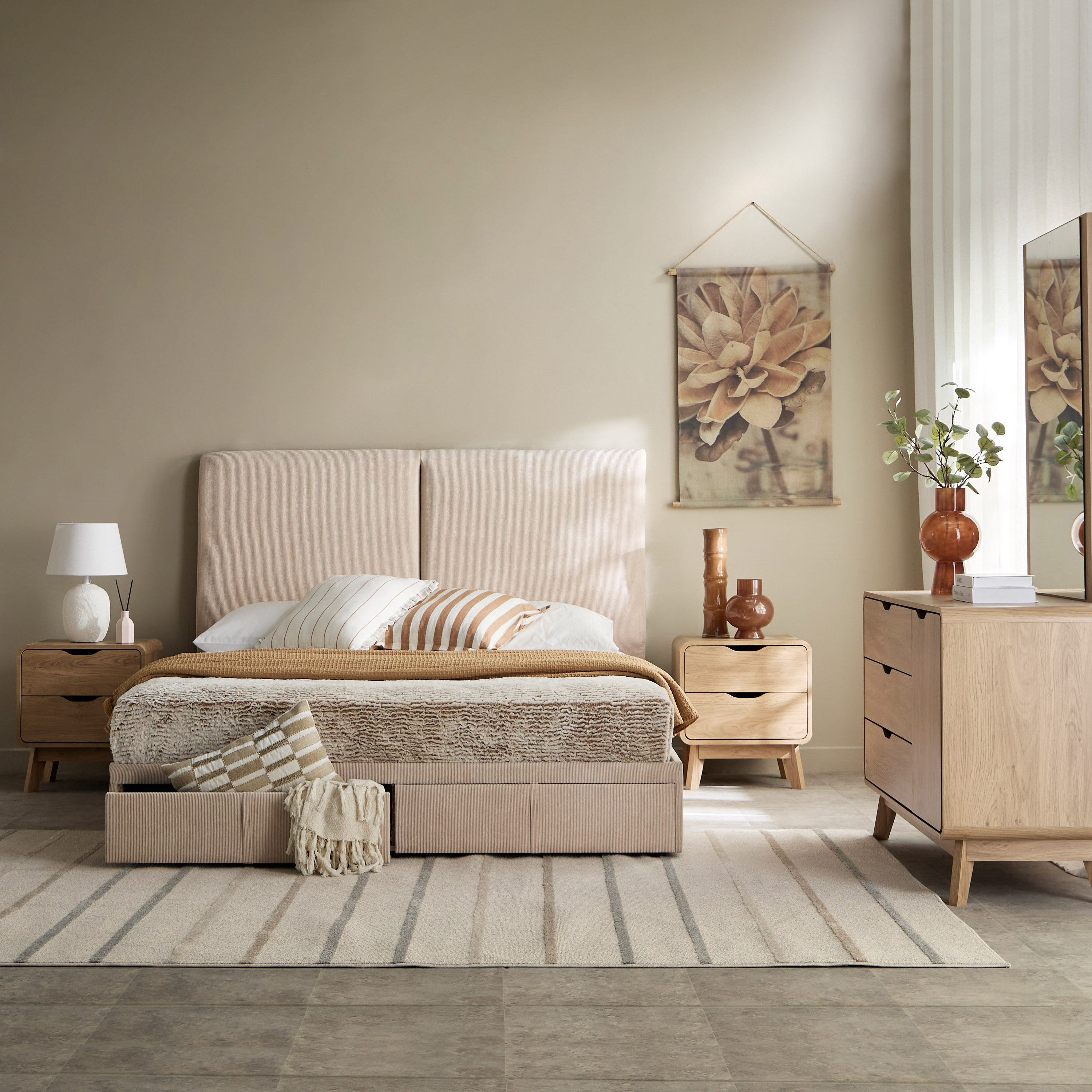 Movo Nordica Ville Upholstered Queen Bed with 2 Drawers - 160x200 cm-hbxbedroom-bedsandbedsets-beds-queen-image-7