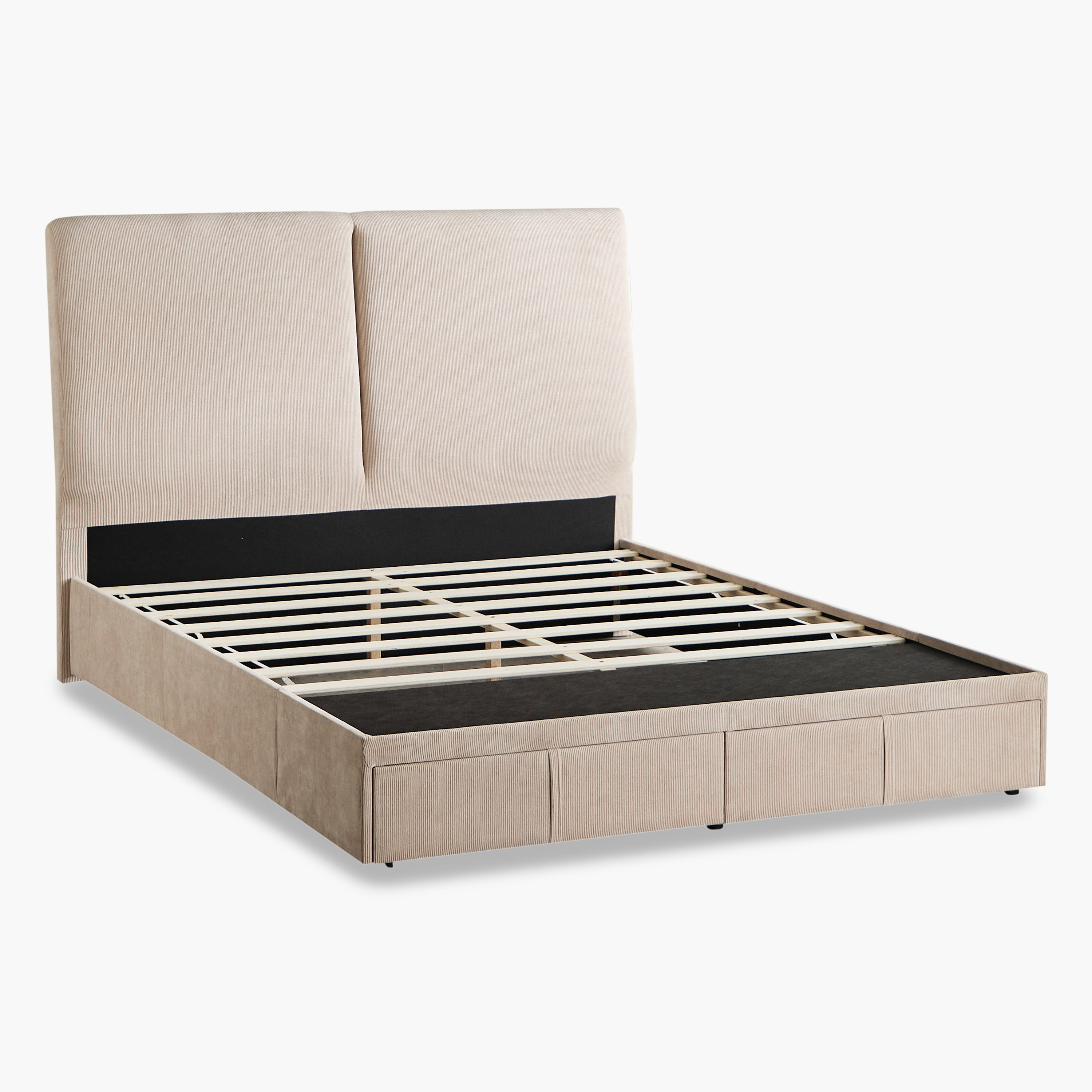 Movo Nordica Ville Upholstered Queen Bed with 2 Drawers - 160x200 cm-hbxbedroom-bedsandbedsets-beds-queen-image-8