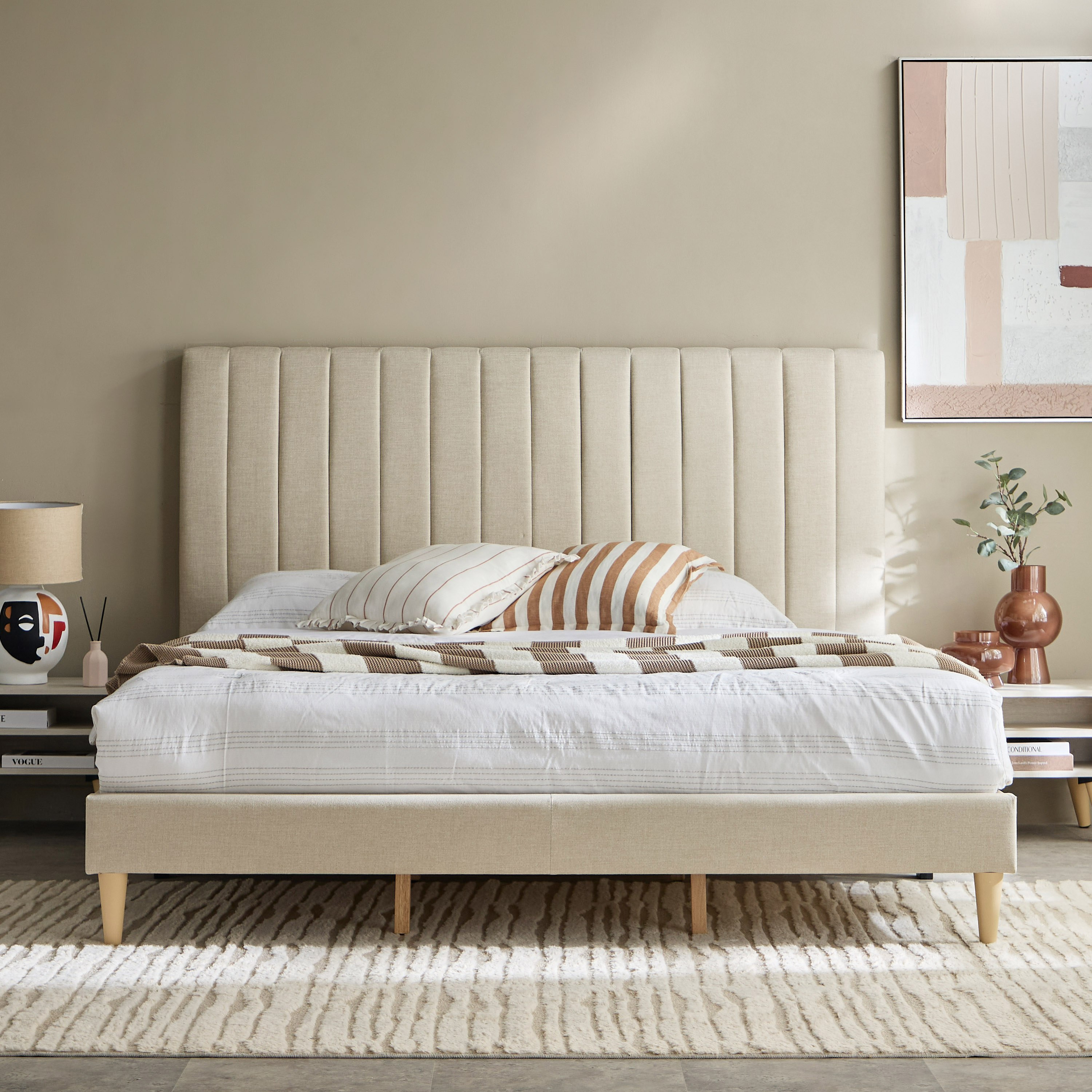 طقم غرفة نوم كوين ذكية منجدة 3 قطع - بليز من موڤو - 160x200 سم-hbxfurniture-bedsandbedsets-bedroomsets-queen-image-2
