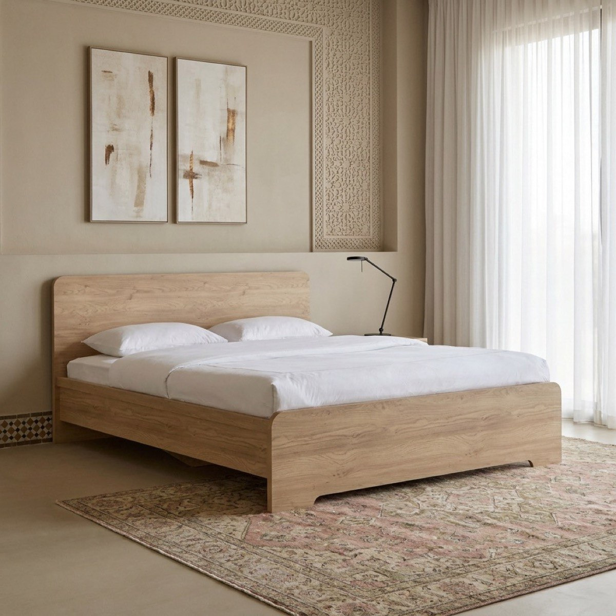 Nordica Queen Bed - 140x200 cm-hbxbedroom-bedsandbedsets-beds-queen-image-1