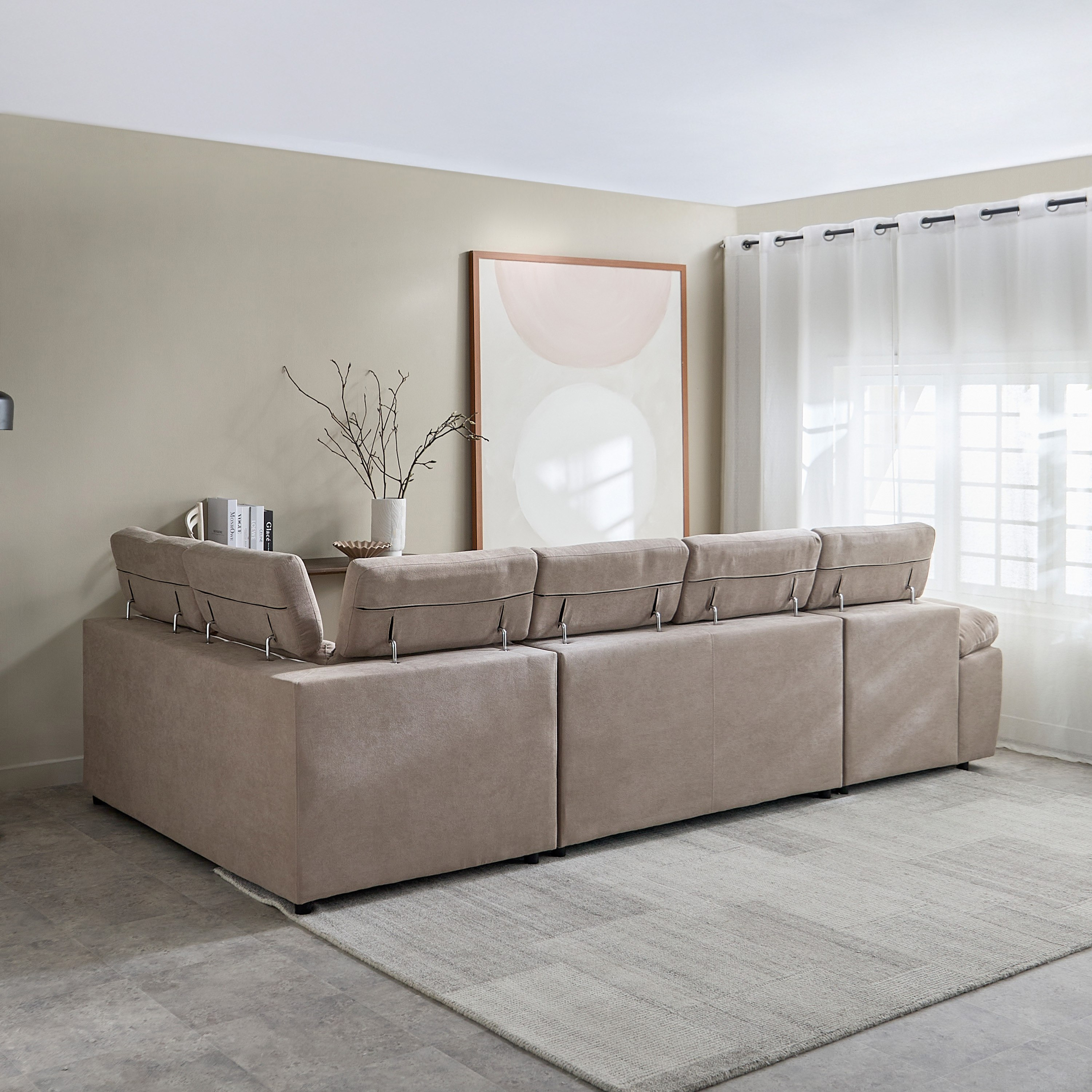 كنبة سرير ركنية يسار 5 مقاعد قماش مع مسند رأس قابل للتعديل ومقعد عثماني من مافيس-hbxfurniture-livingroom-sofabeds-image-4