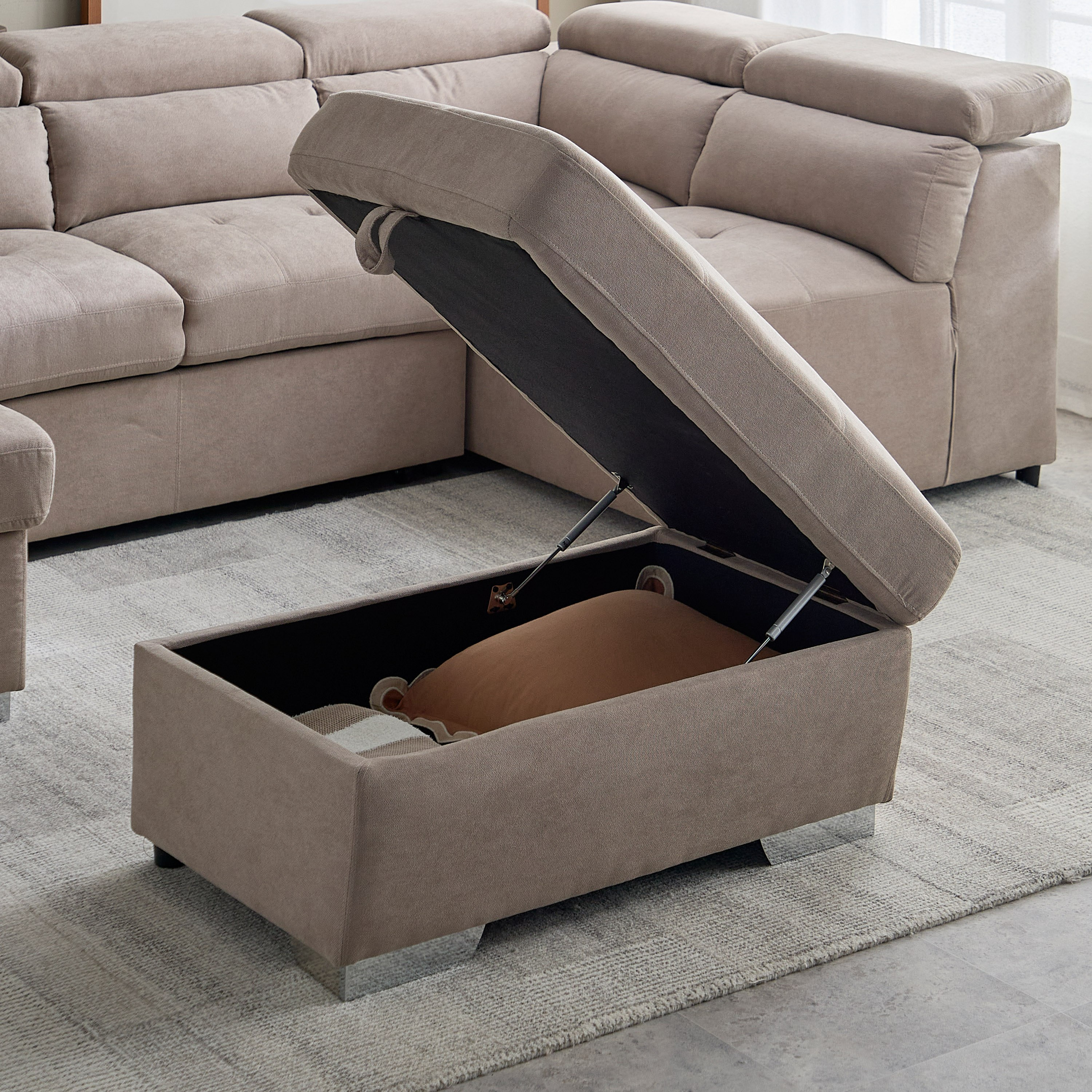 كنبة سرير ركنية يسار 5 مقاعد قماش مع مسند رأس قابل للتعديل ومقعد عثماني من مافيس-hbxfurniture-livingroom-sofabeds-image-7