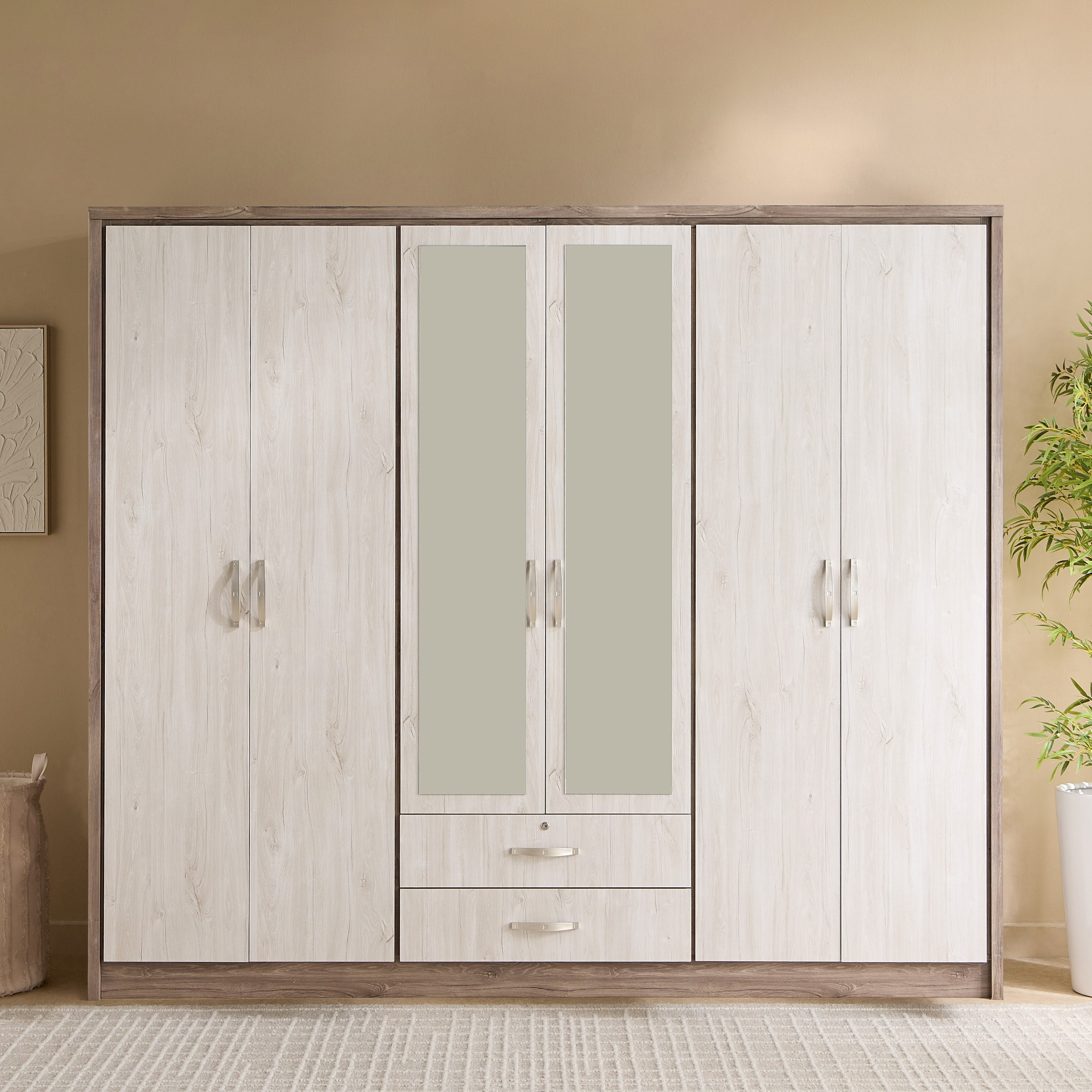 خزانة ملابس 6 أبواب مع أدراج و2 مرآة - إنريكو من موڤو -hbxfurniture-wardrobes-image-2