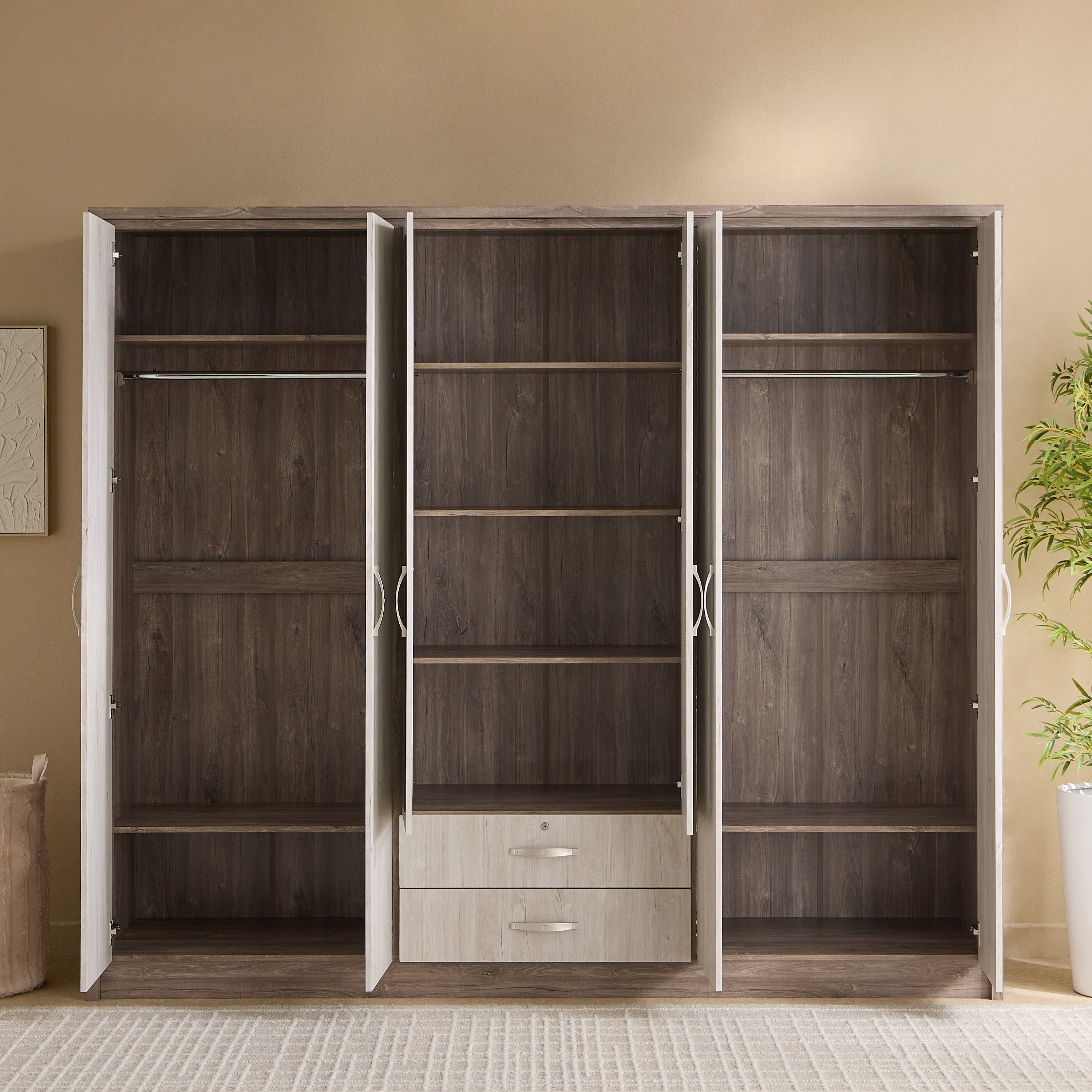 خزانة ملابس 6 أبواب مع أدراج و2 مرآة - إنريكو من موڤو -hbxfurniture-wardrobes-image-4