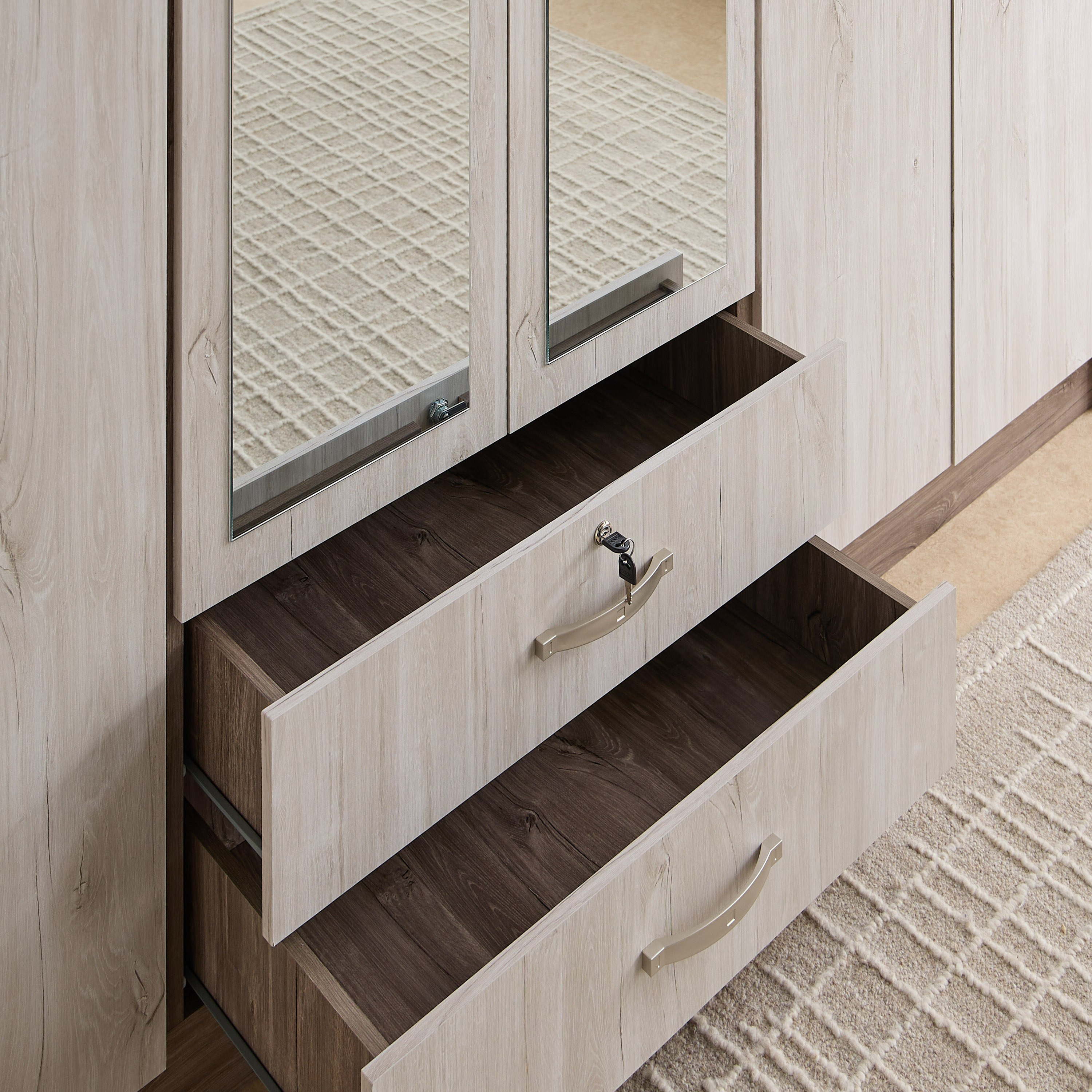 خزانة ملابس 6 أبواب مع أدراج و2 مرآة - إنريكو من موڤو -hbxfurniture-wardrobes-image-5