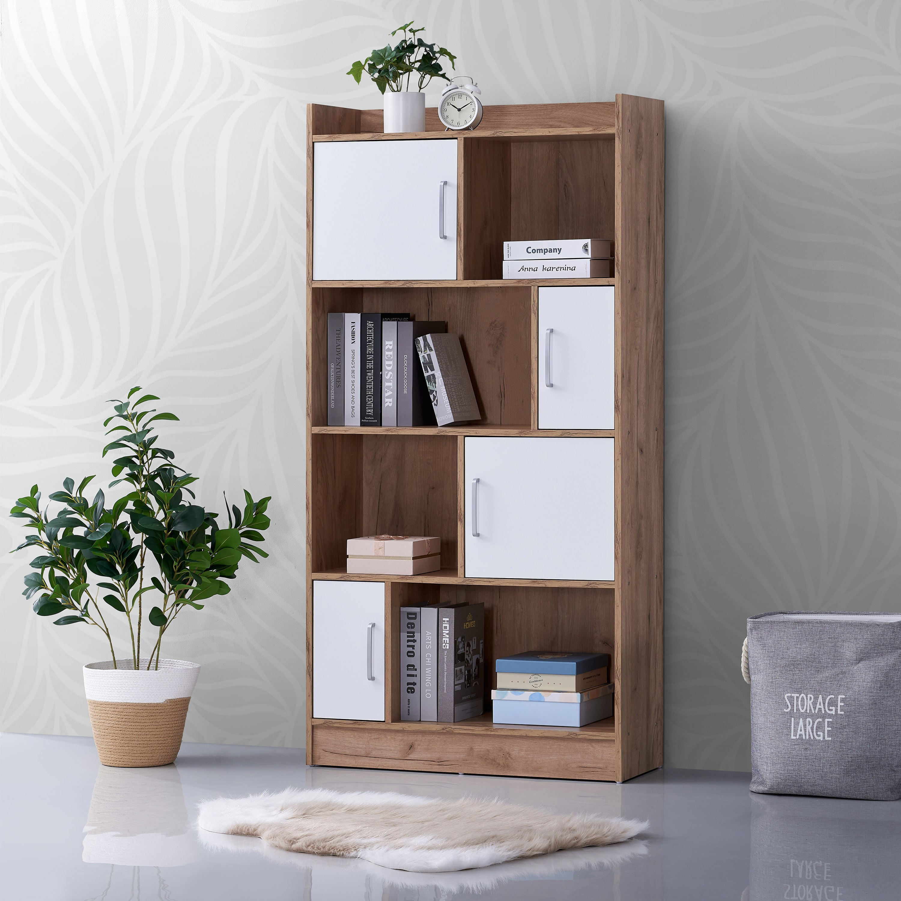 خزانة كتب بـ4 أبواب ورفوف من ألفورد إلورا-hbxfurniture-office-bookcases-image-1