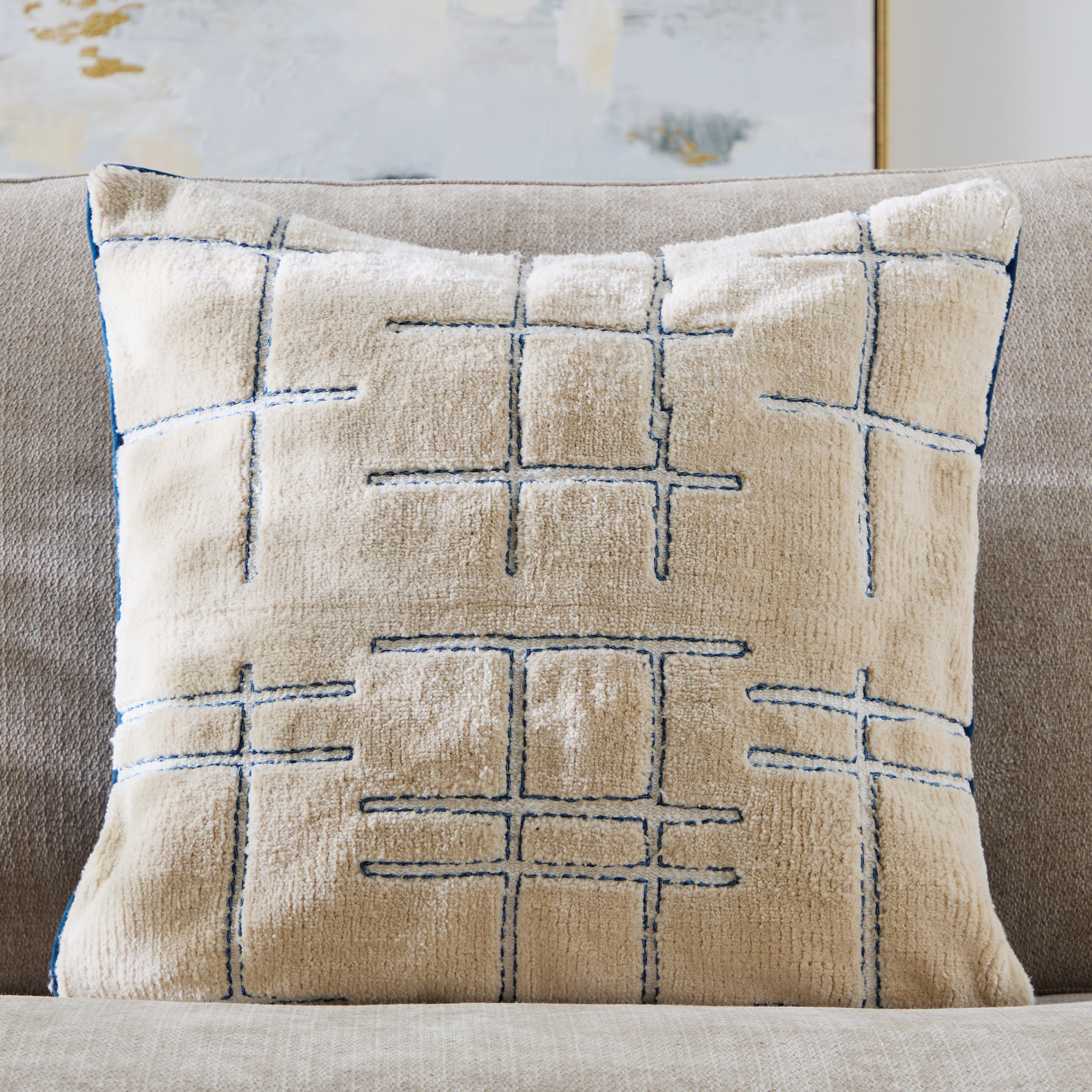 Warm Oasis Varia Chenille Embroidered Filled Cushion - 50x50 cm-hbxlivingroom-furnishings-cushionsandcovers-filledcushions-image-1