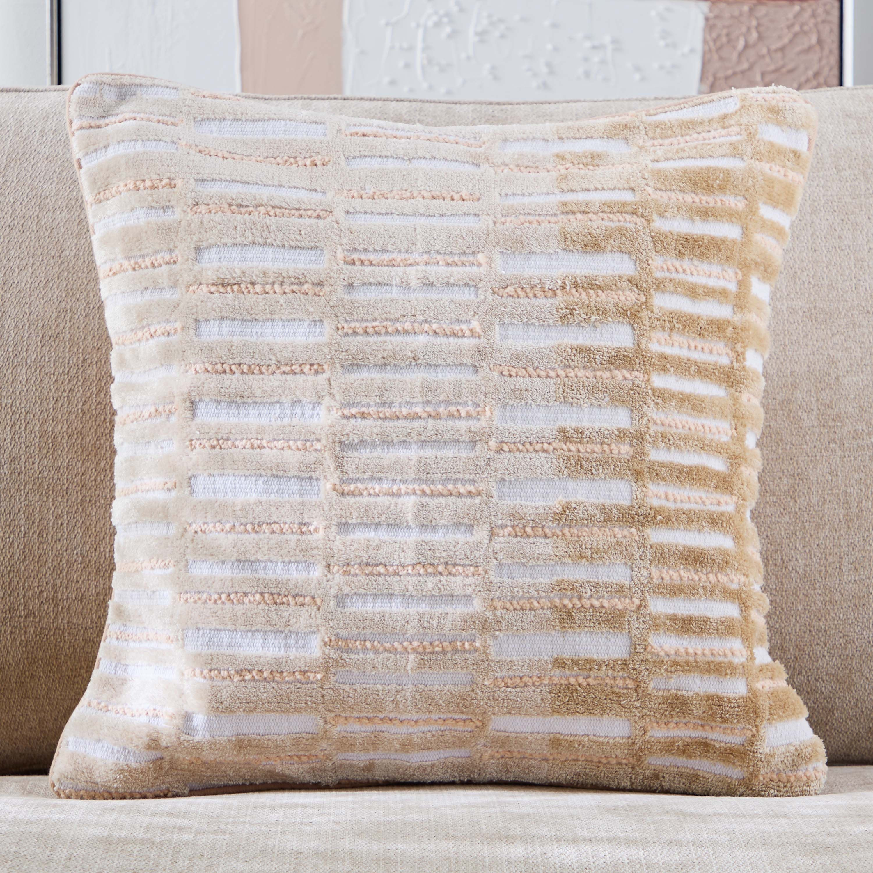 Taste of Grace Varia Chenille Tufted Block Filled Cushion - 50x50 cm-hbxlivingroom-furnishings-cushionsandcovers-filledcushions-image-1