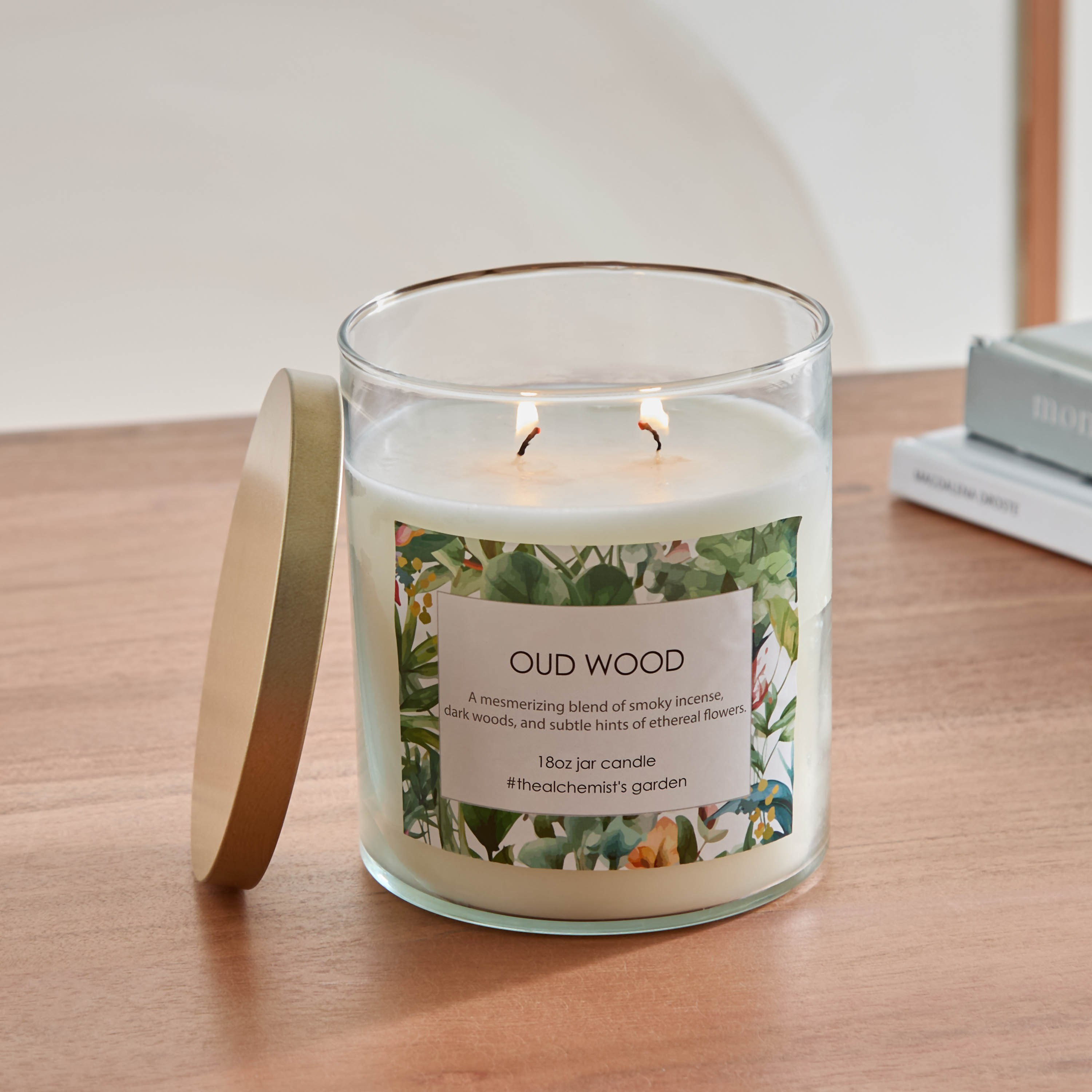 Aure Oud Wood Blown Jar Candle with Metal Lid - 510 gm-hbxlivingroom-decorandaccessories-candles-image-1