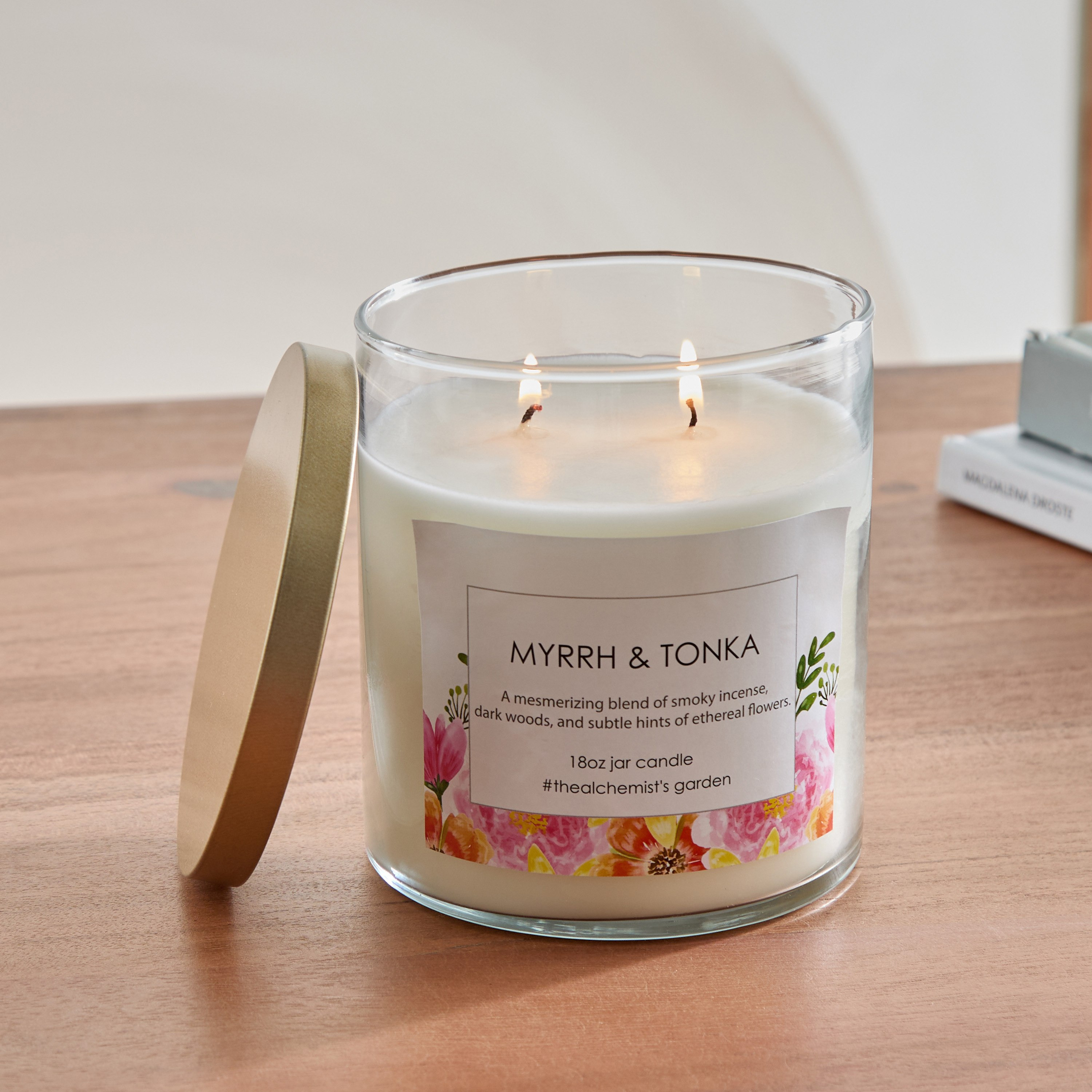 Aure Myrrh and Tonka Blown Jar Candle with Metal Lid - 510 gm-hbxlivingroom-decorandaccessories-candles-image-1