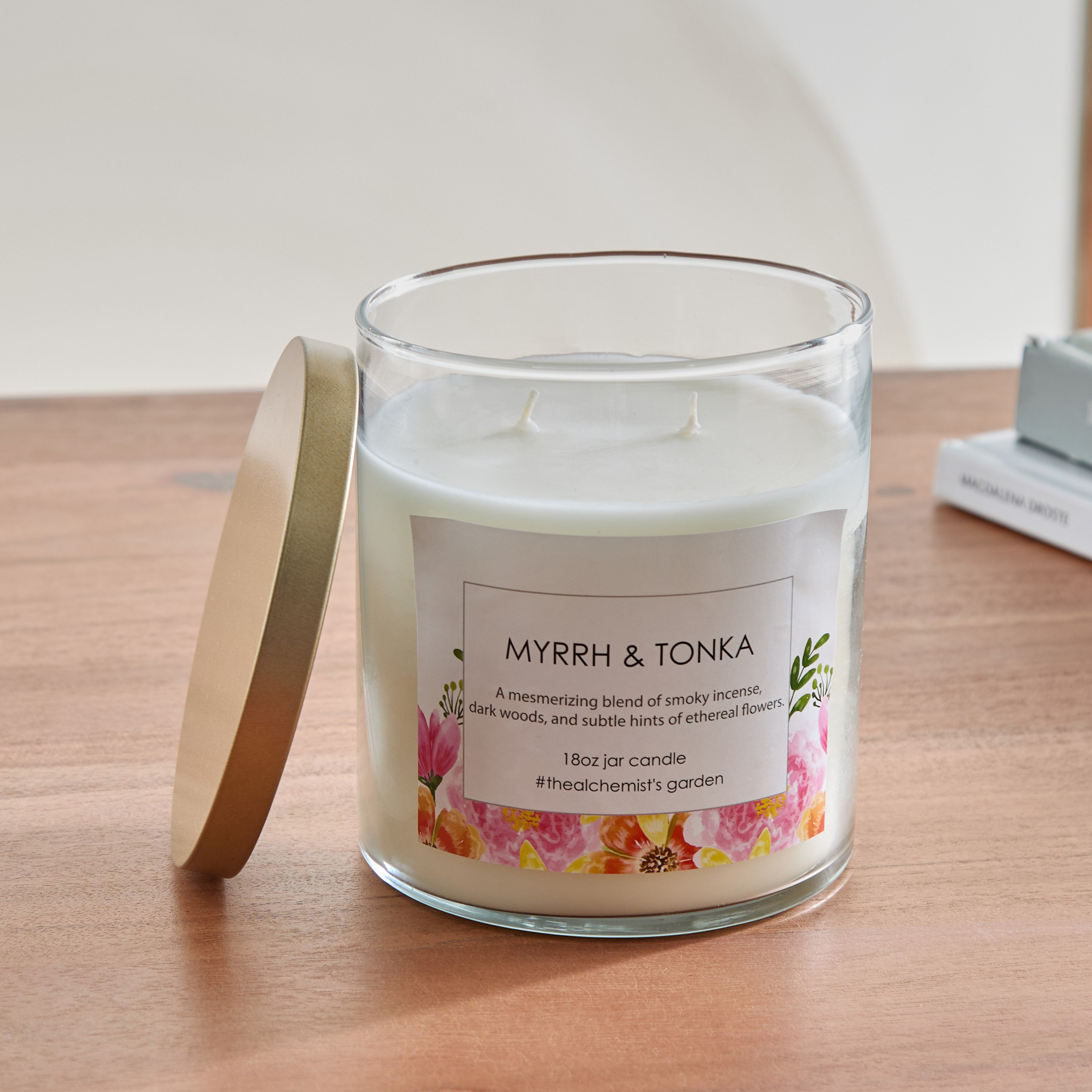 Aure Myrrh and Tonka Blown Jar Candle with Metal Lid - 510 gm-hbxlivingroom-decorandaccessories-candles-image-2