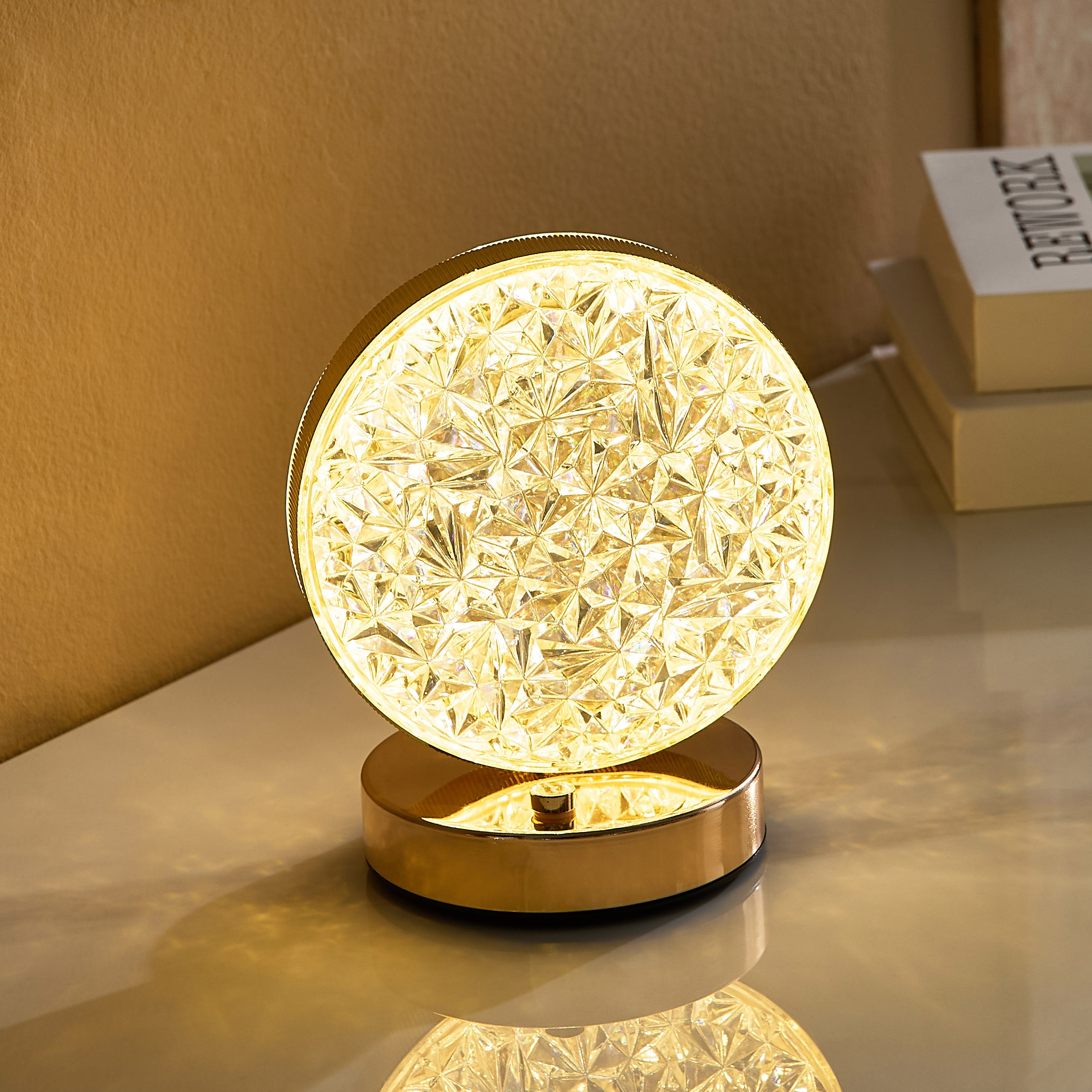 Dux Rechargeable Metal Base Table Lamp with Crystal Shade and Touch Switch-hbxlivingroom-lighting-tablelamps-image-1