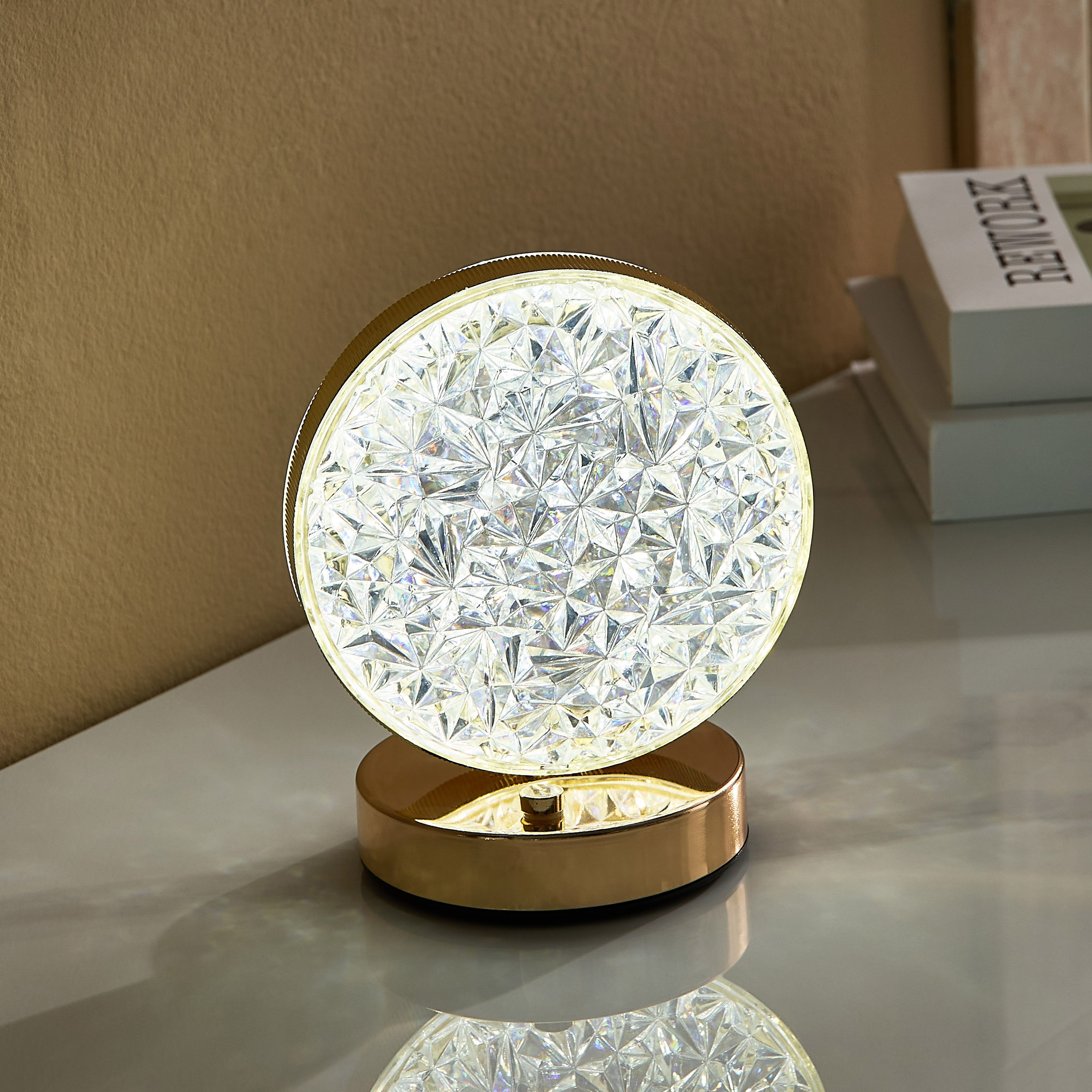 Dux Rechargeable Metal Base Table Lamp with Crystal Shade and Touch Switch-hbxlivingroom-lighting-tablelamps-image-2