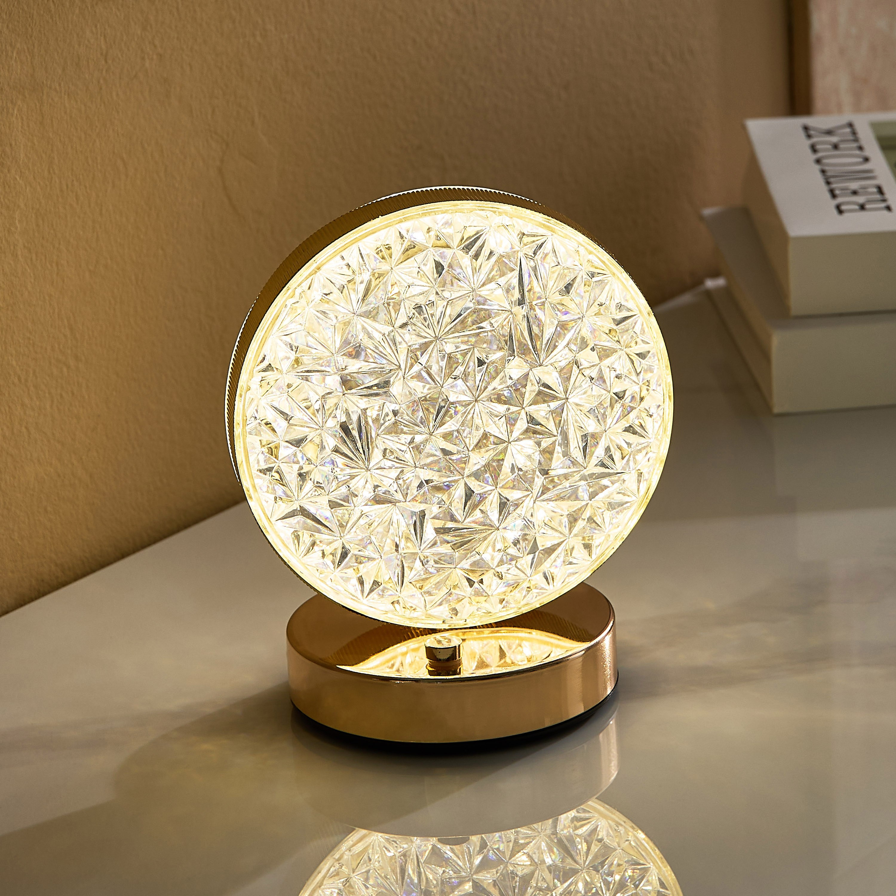 Dux Rechargeable Metal Base Table Lamp with Crystal Shade and Touch Switch-hbxlivingroom-lighting-tablelamps-image-3
