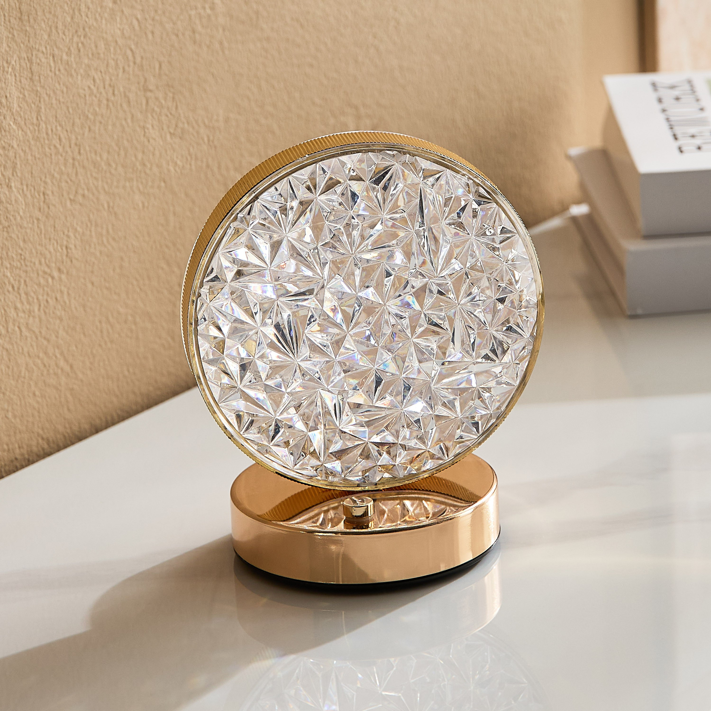 Dux Rechargeable Metal Base Table Lamp with Crystal Shade and Touch Switch-hbxlivingroom-lighting-tablelamps-image-4