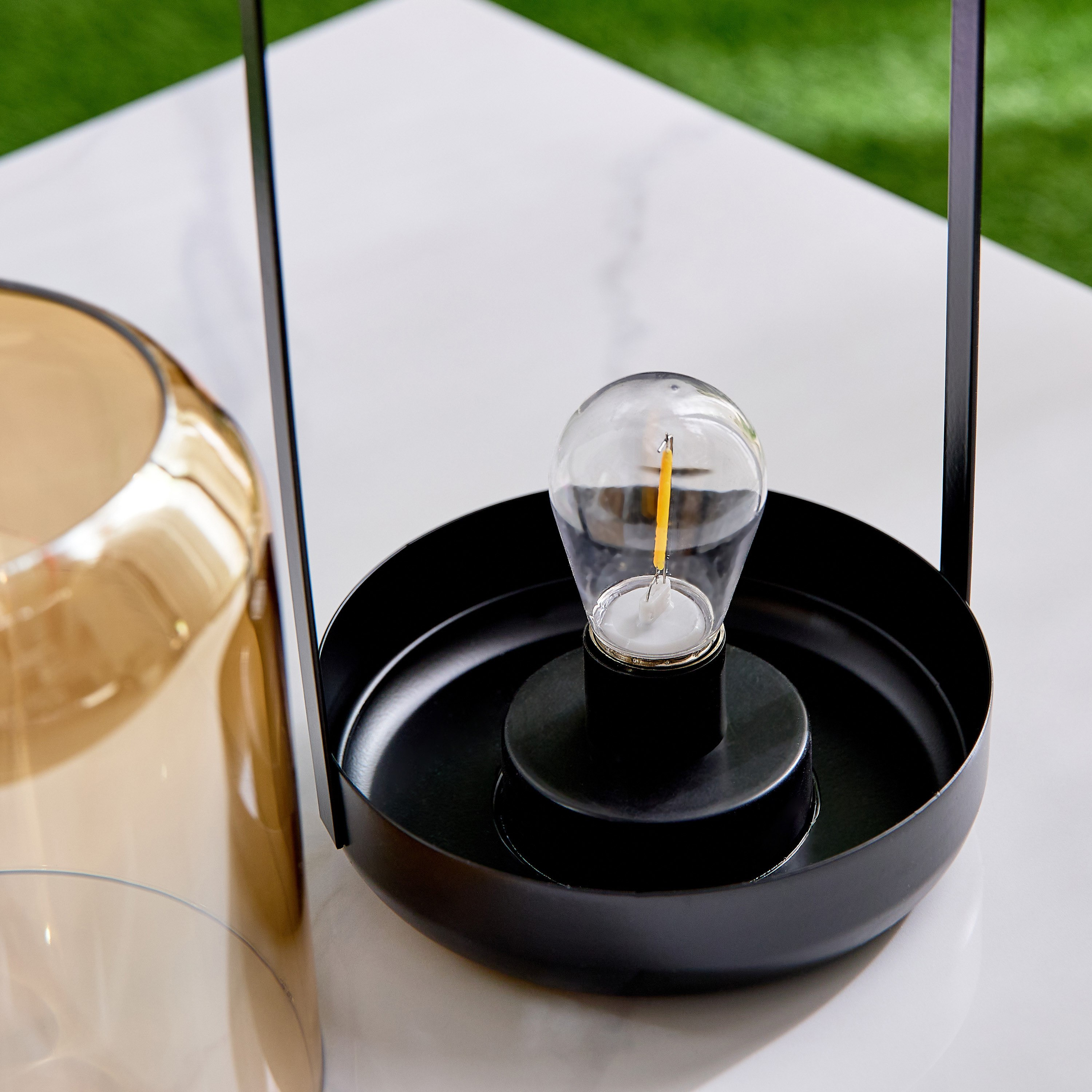 Dux Lantern Lamp with Glass Shade and Iron Base - 14.5x24.5 cm-hbxdiningroom-lighting-decorativesandstringlights-image-3