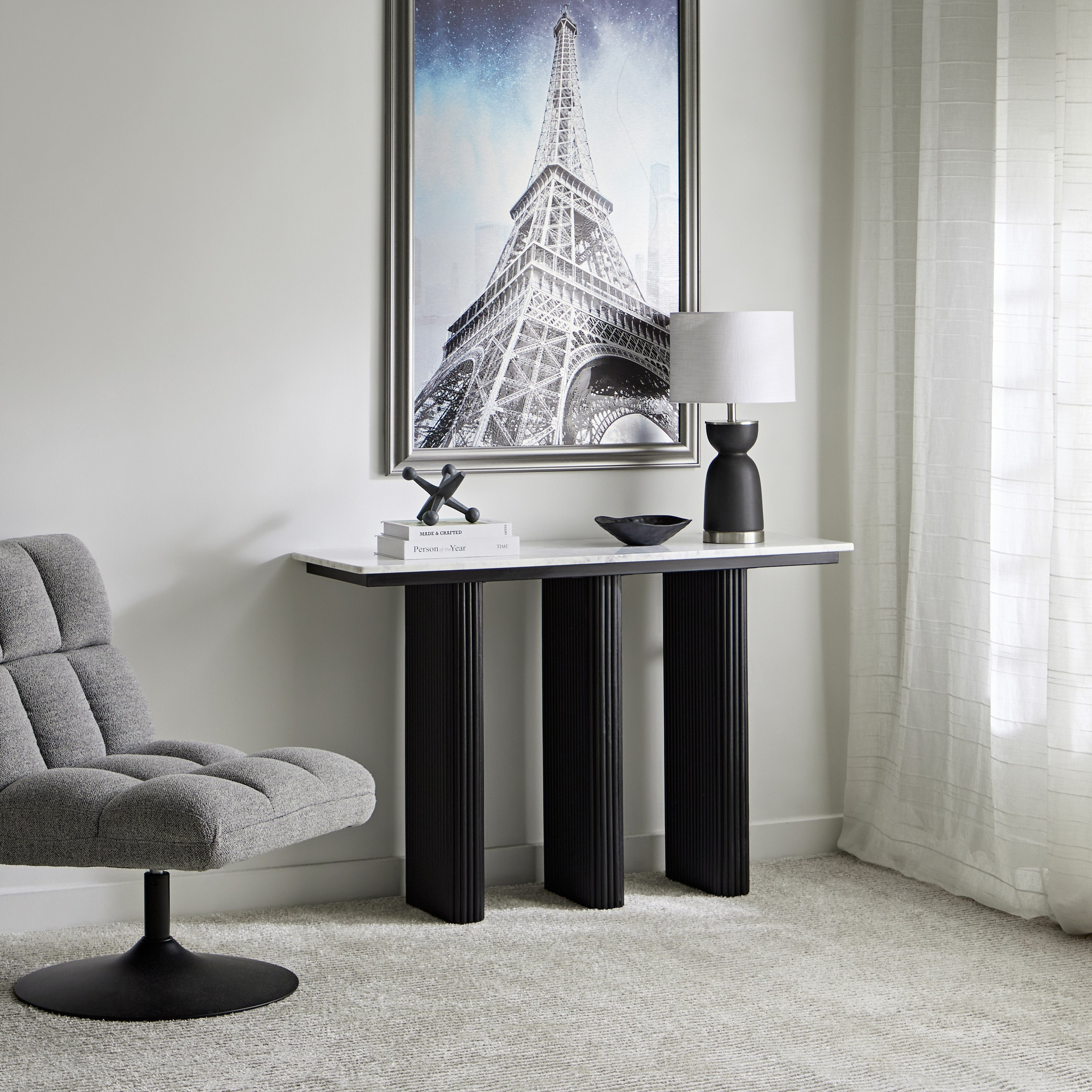 Cavon Fabio Genuine Marble Top Console Table with Solid Wood Base-hbxfurniture-tablesandstands-consoletables-image-7
