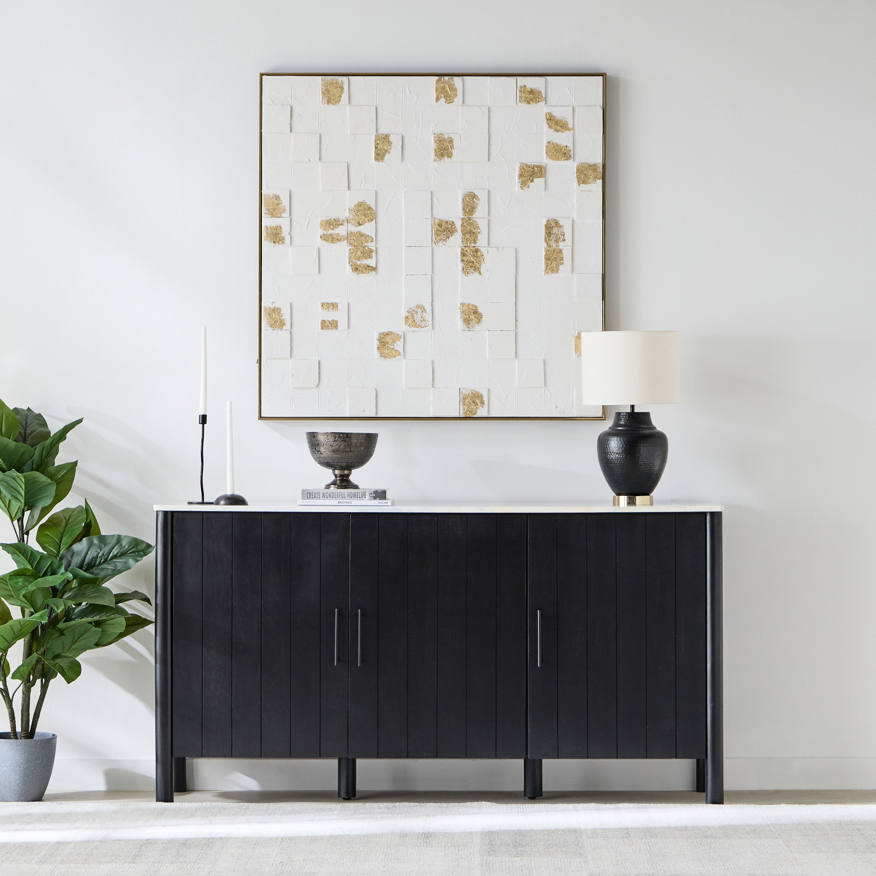 Cavon Fabio 1.6 Metre 3-Door Solid Wood Sideboard with Genuine Marble Top-hbxfurniture-diningroom-buffetsandsideboards-image-9