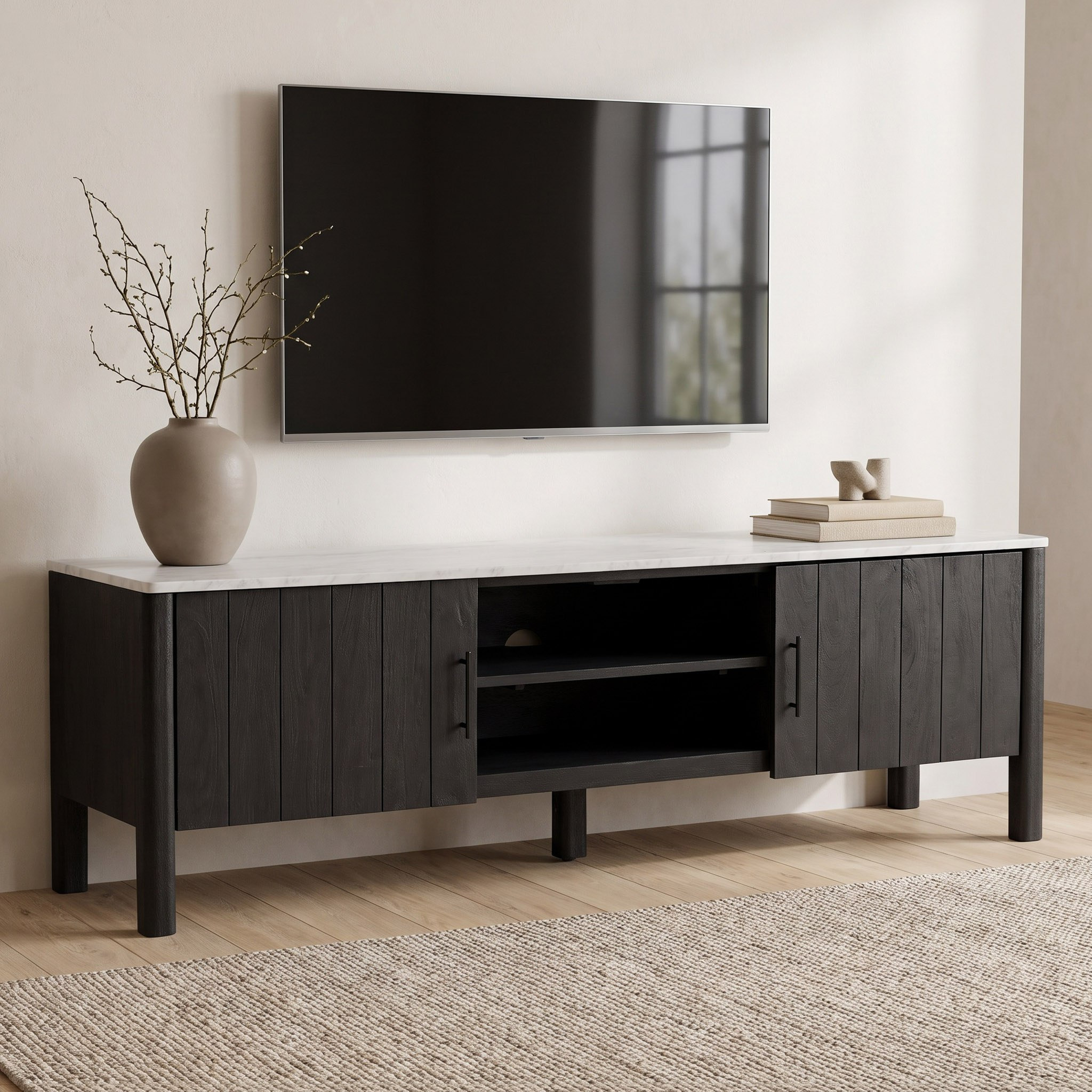 وحدة تلفزيون حتى 70 بوصة 1.6 متر من الخشب الصلب بسطح من الرخام الأصلي - فابيو من كافون-hbxlivingroom-mediaunitsandstorage-tvunits-image-1