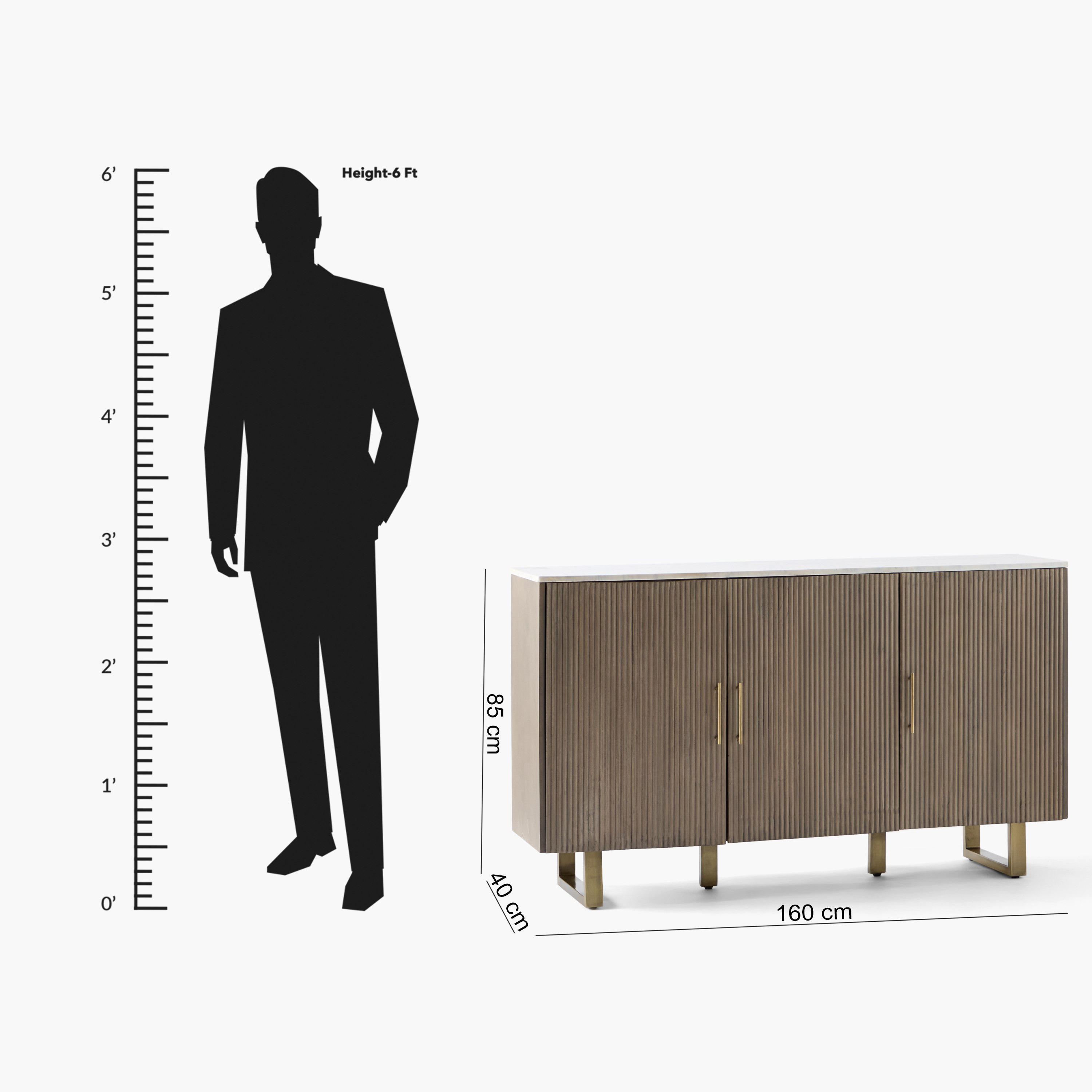 Cavon Portola 1.6 Metre 3-Door Solid Wood Sideboard with Genuine Marble Top-hbxfurniture-diningroom-buffetsandsideboards-image-12