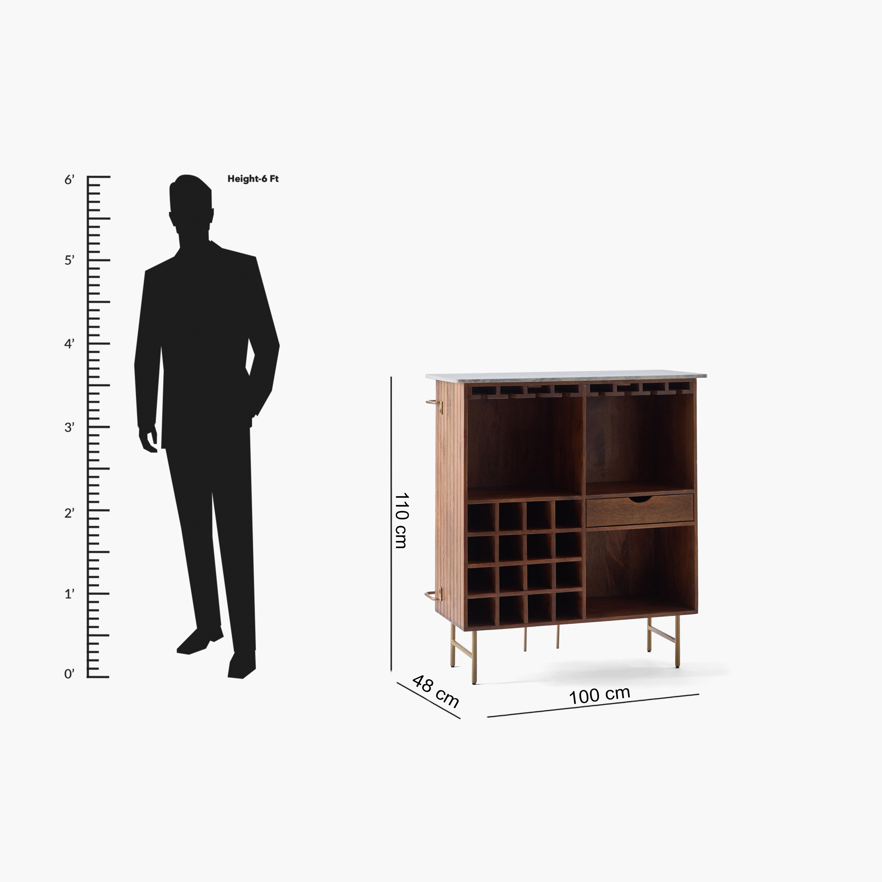 Cavon Glenn Solid Wood Bar Unit with Genuine Marble Top-hbxfurniture-diningroom-barcountersandbarstools-image-10