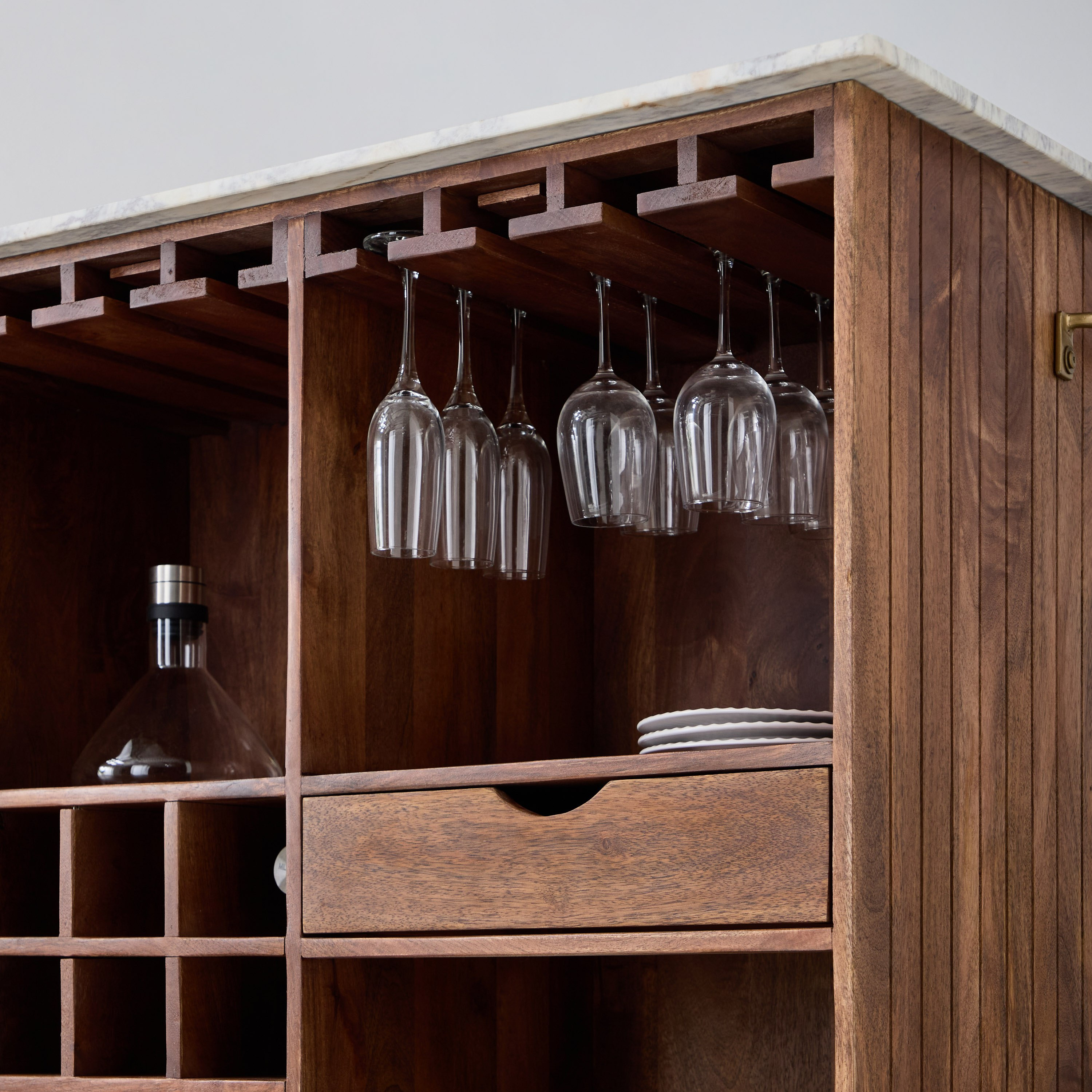 Cavon Glenn Solid Wood Bar Unit with Genuine Marble Top-hbxfurniture-diningroom-barcountersandbarstools-image-4