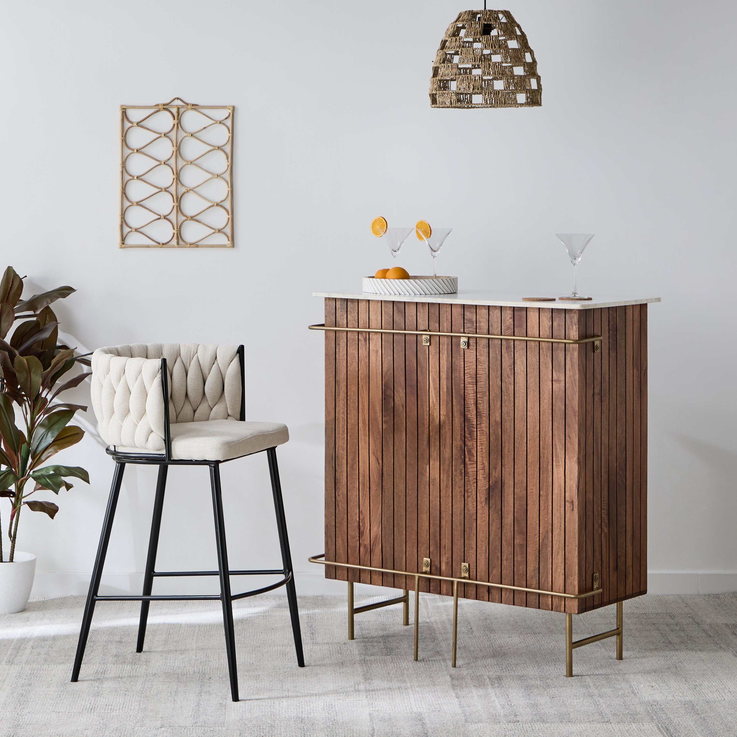 Cavon Glenn Solid Wood Bar Unit with Genuine Marble Top-hbxfurniture-diningroom-barcountersandbarstools-image-8