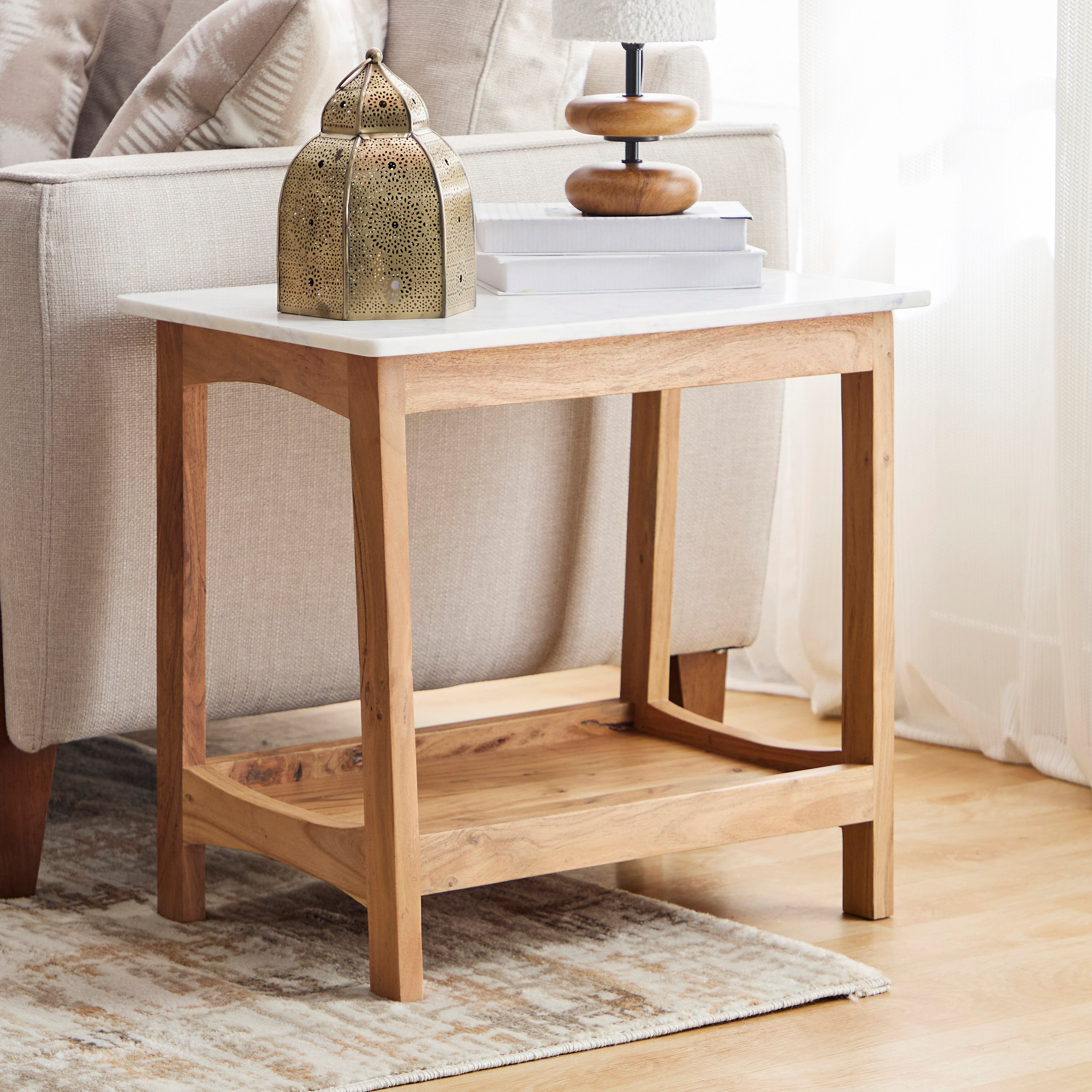 Cavon Midtown Genuine Marble Top Long End Table with Shelf-hbxfurniture-livingroom-endtables-image-1