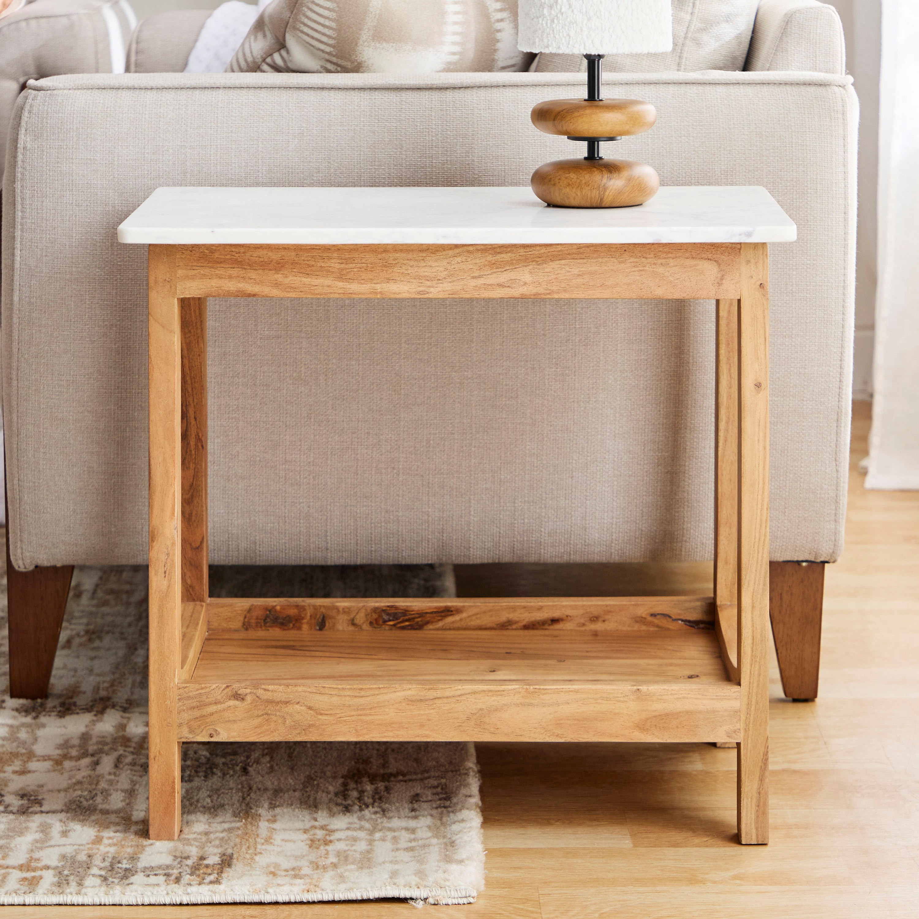 Cavon Midtown Genuine Marble Top Long End Table with Shelf-hbxfurniture-livingroom-endtables-image-2