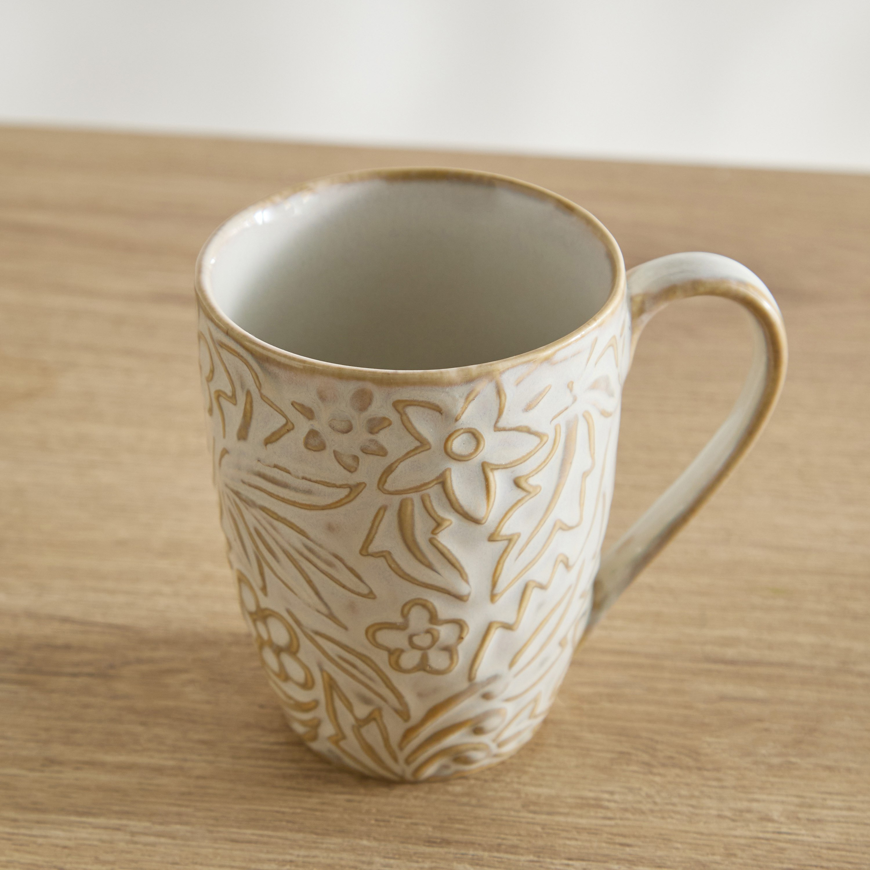 Donna Stoneware Flower Embossed Mug - 300 ml-hbxhomeware-diningandtabletop-coffeeandteasets-image-2