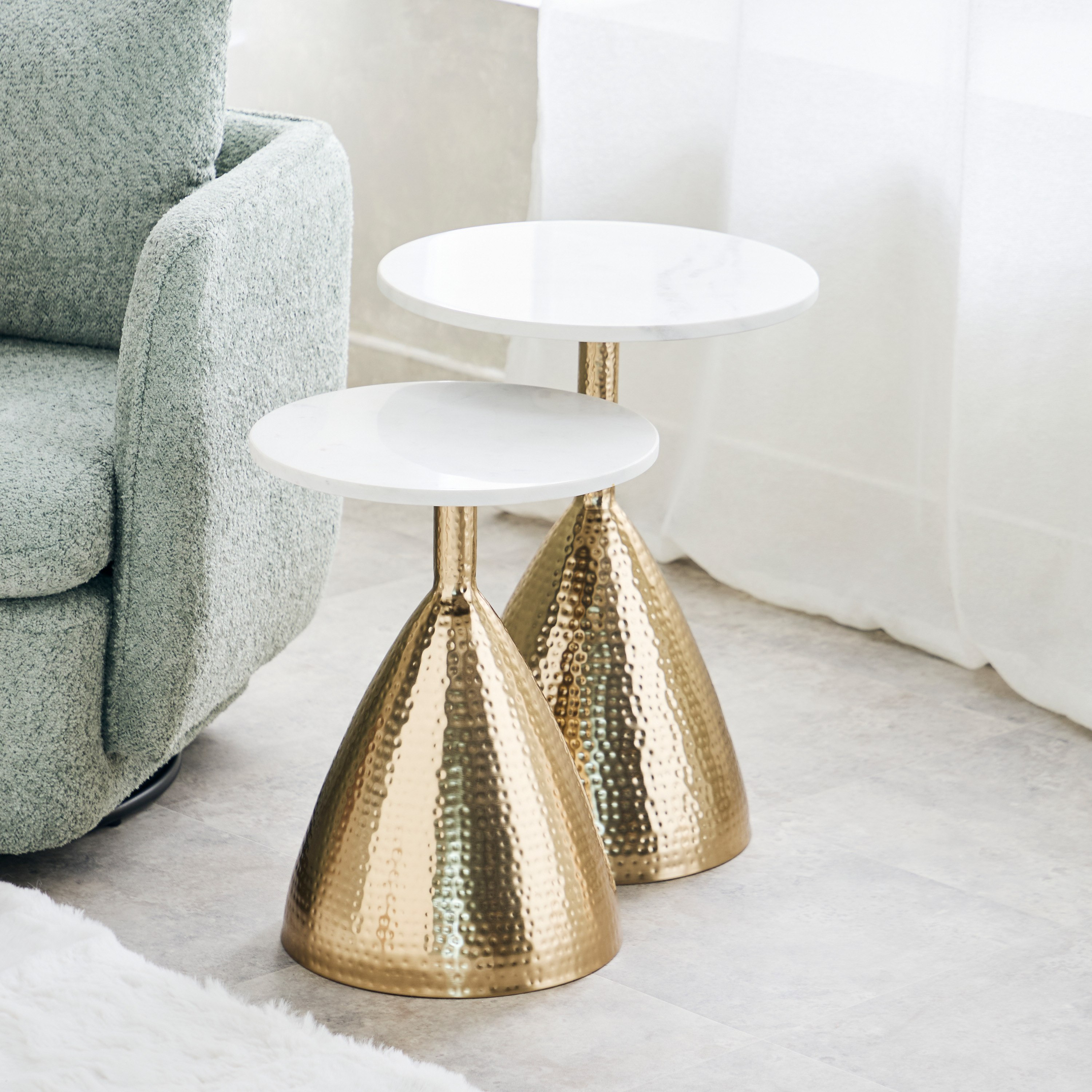 Cavon Cone Genuine Marble Top Nest of Tables - Set of 2-hbxfurniture-livingroom-nestingtables-image-2