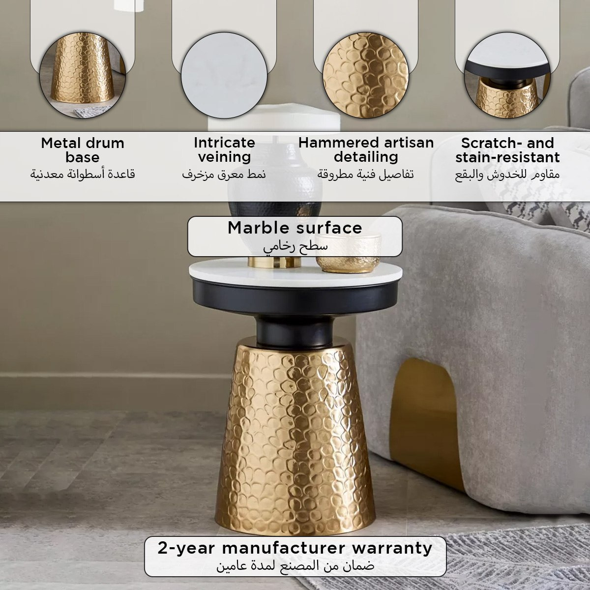 Cavon Clarian Genuine Marble Top End Table-hbxfurniture-livingroom-endtables-image-10