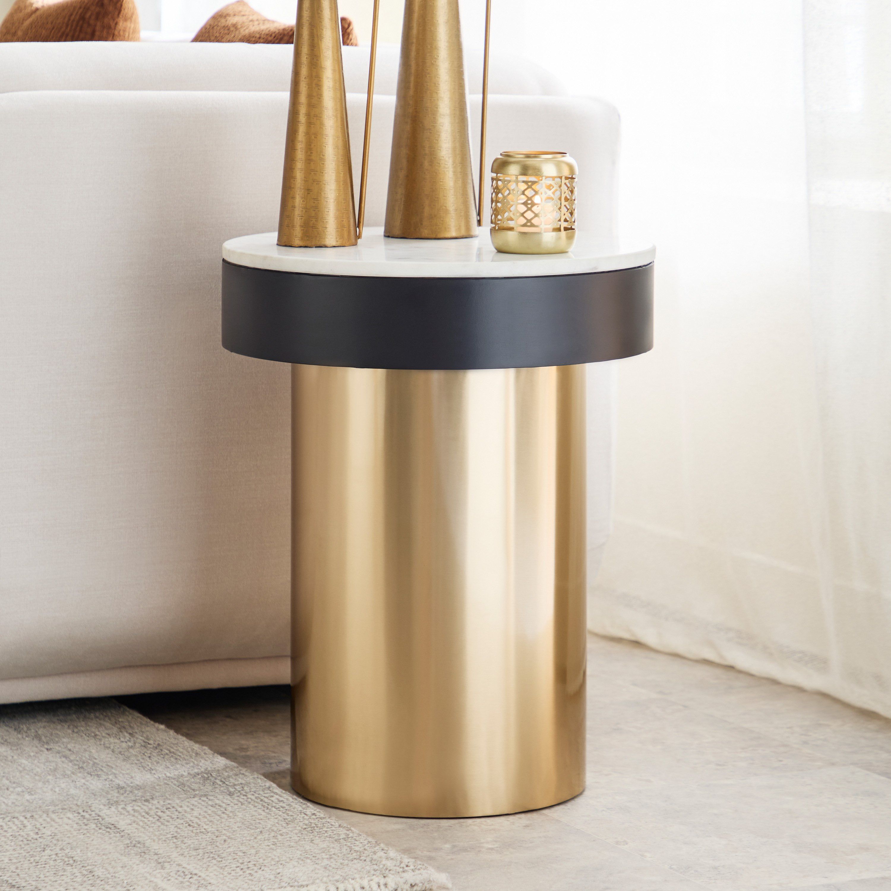 Cavon Barrel Genuine Marble Top End Table-hbxfurniture-livingroom-endtables-image-1