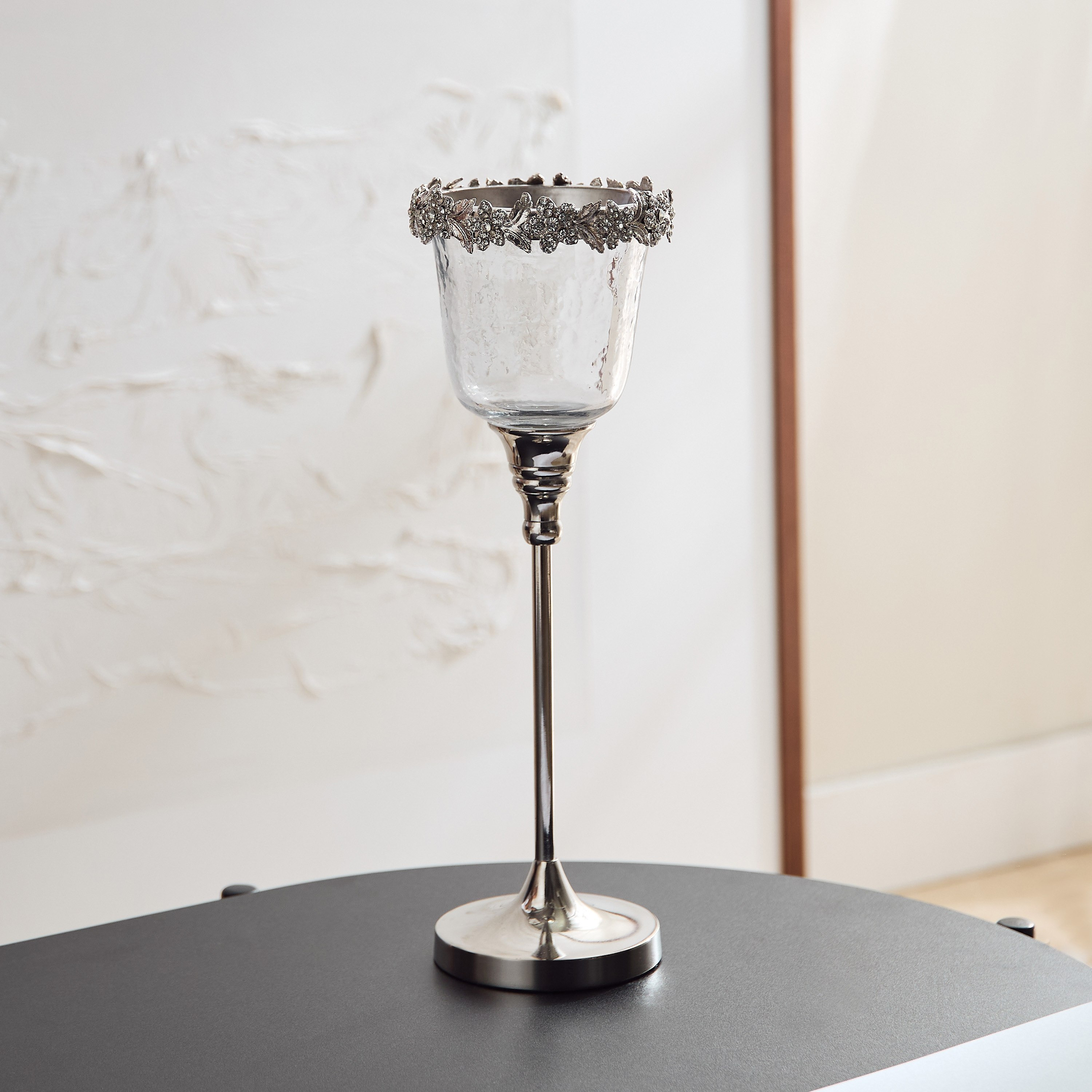 حامل شموع زجاج كريستال ونحاس من إيراس - 12x12x37 سم-hbxlivingroom-decorandaccessories-candleholders-image-2