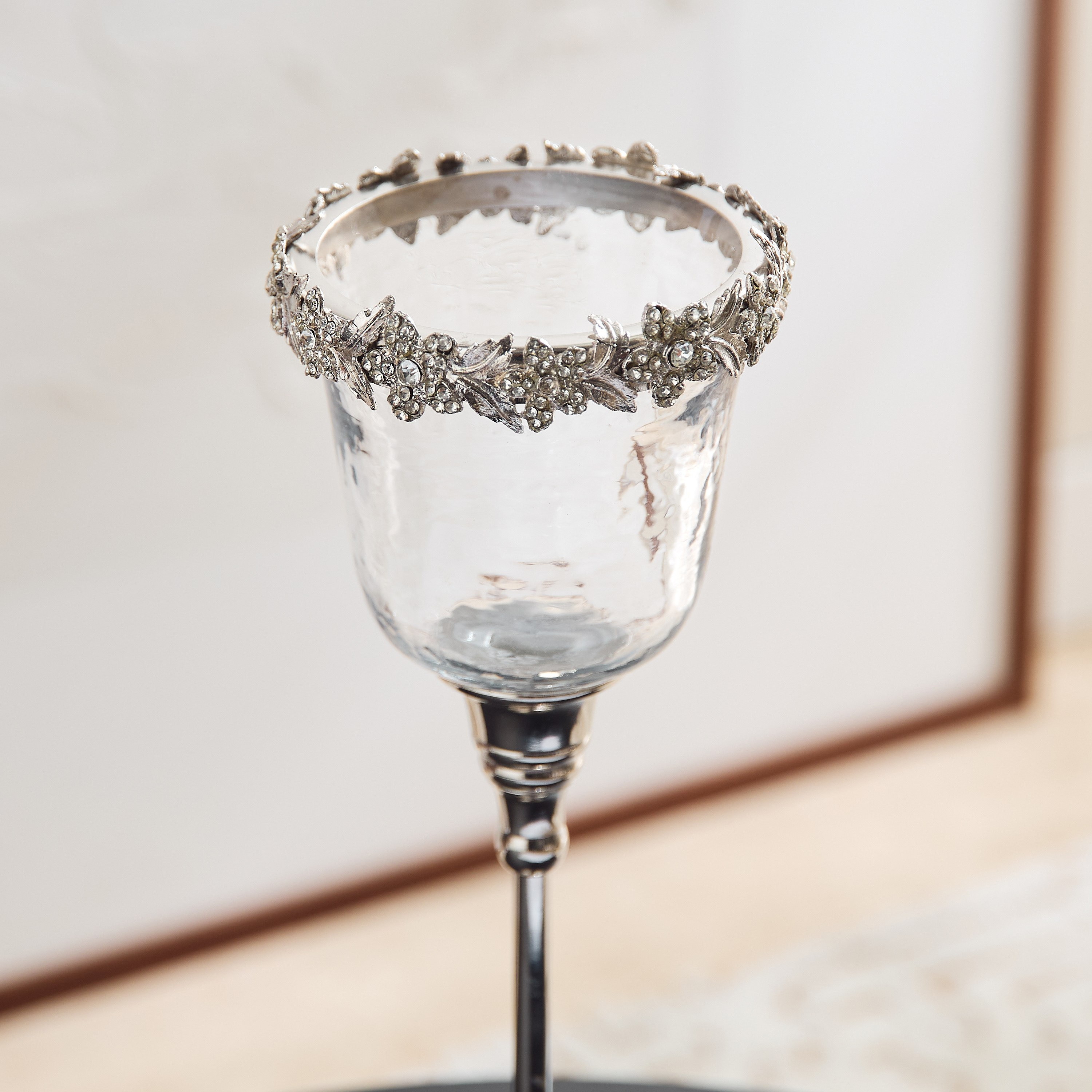 حامل شموع زجاج كريستال ونحاس من إيراس - 12x12x37 سم-hbxlivingroom-decorandaccessories-candleholders-image-3