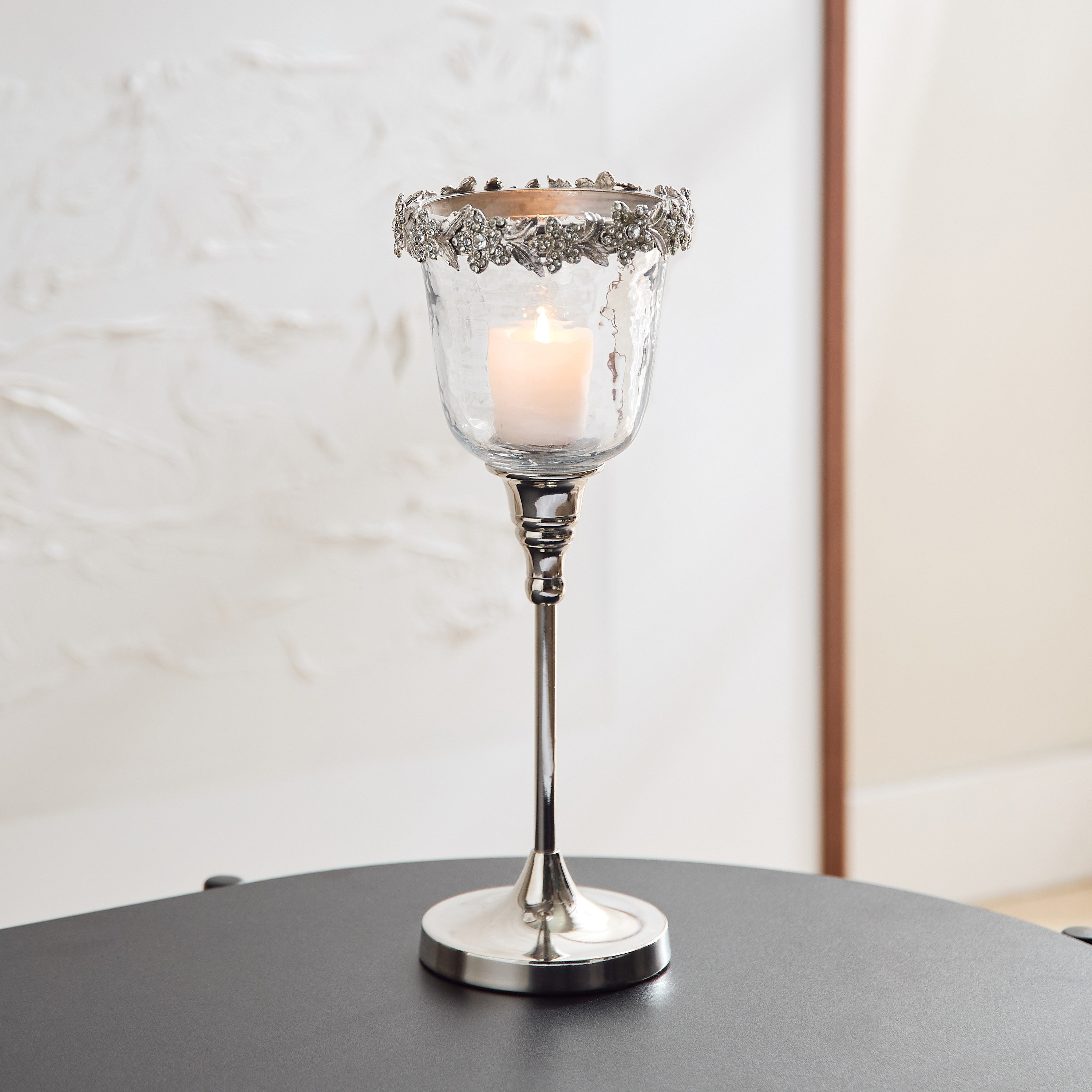 حامل شموع كريستال من النحاس والزجاج من أراس - 12x12x32 سم-hbxlivingroom-decorandaccessories-candleholders-image-1