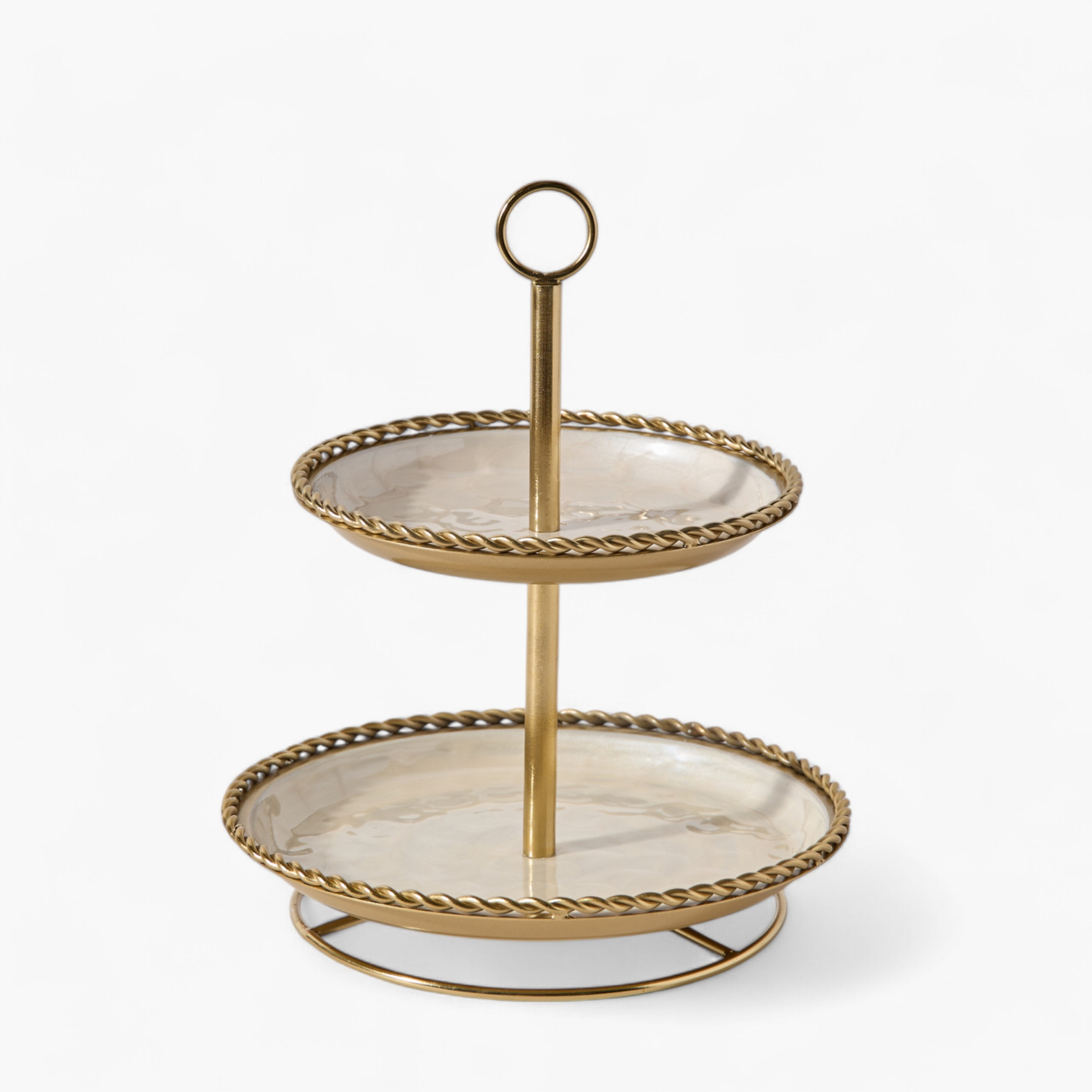 Lera 2-Tier Shell Enamel Cake Stand - 24x24x28 cm-hbxdecorandfurnishings-tabletop-serveware-image-6
