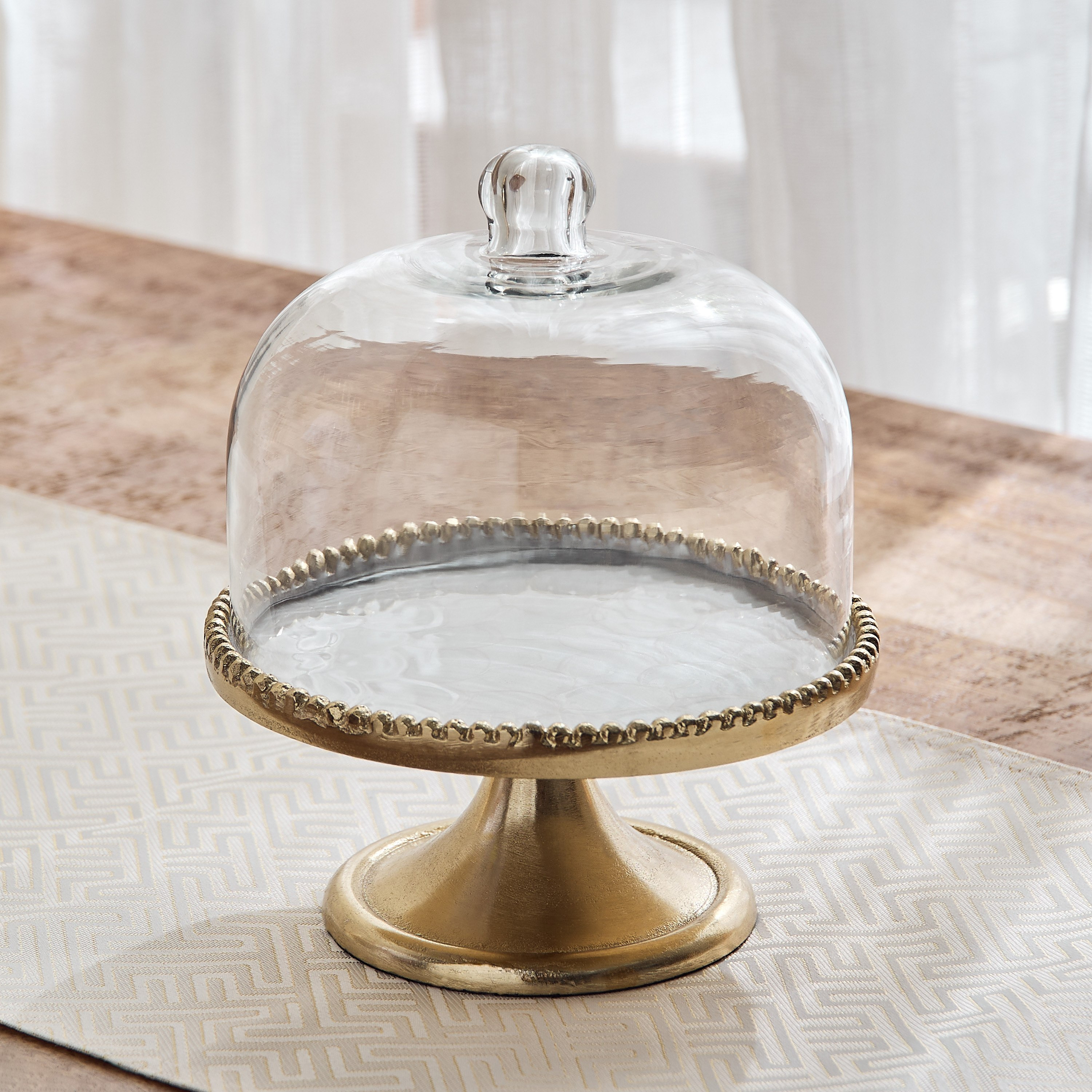 Lera Glass Cheese Dome with Metal Base - 21x21x23 cm-hbxdecorandfurnishings-tabletop-serveware-image-2
