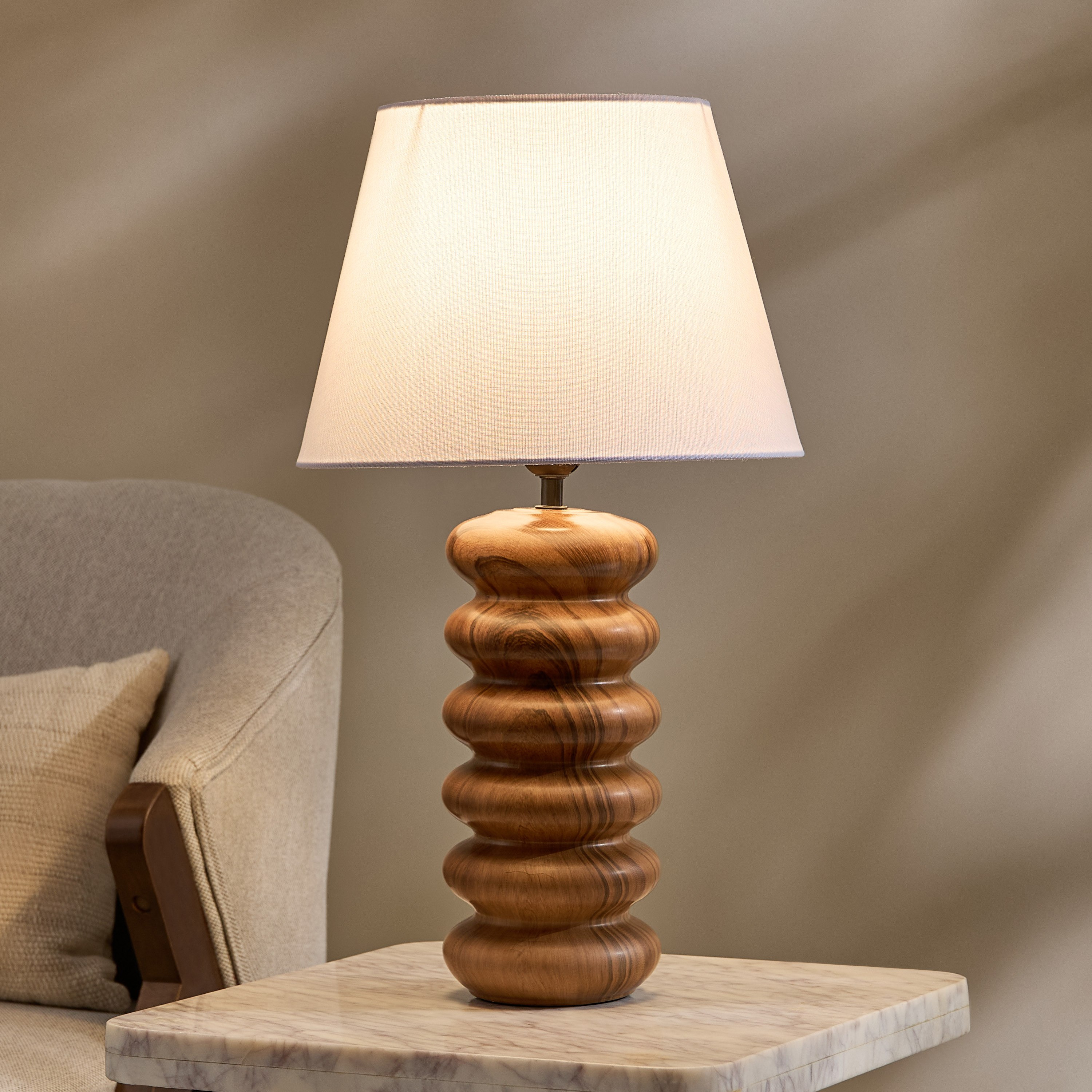 مصباح طاولة سيراميك مع غطاء قماش من ماربيلا - 56.5 سم-hbxbedroom-lighting-tablelamps-image-2