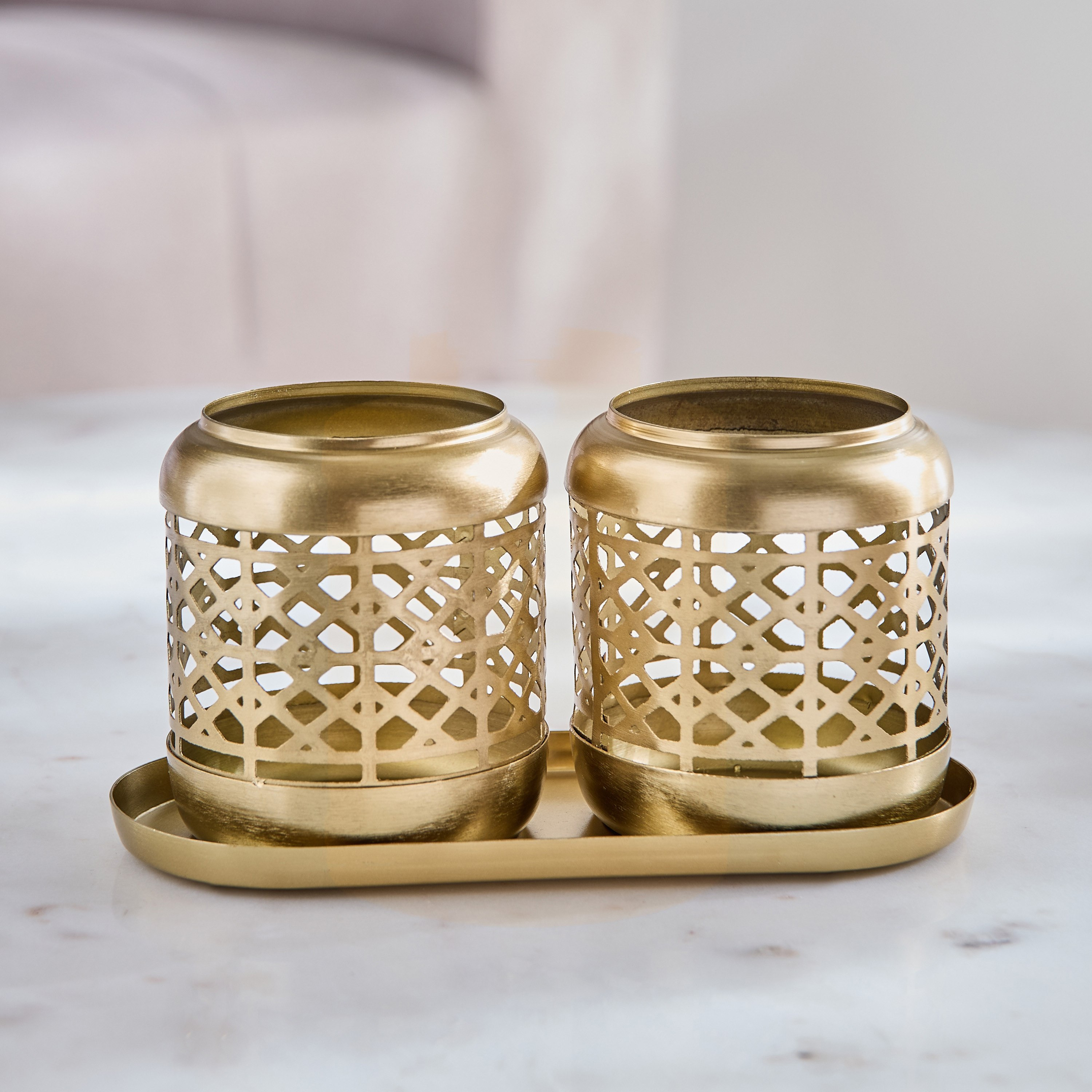 Enid 2-Piece Votive Set with Oval Tray - 20x9x10 cm-hbxlivingroom-decorandaccessories-candleholders-image-2