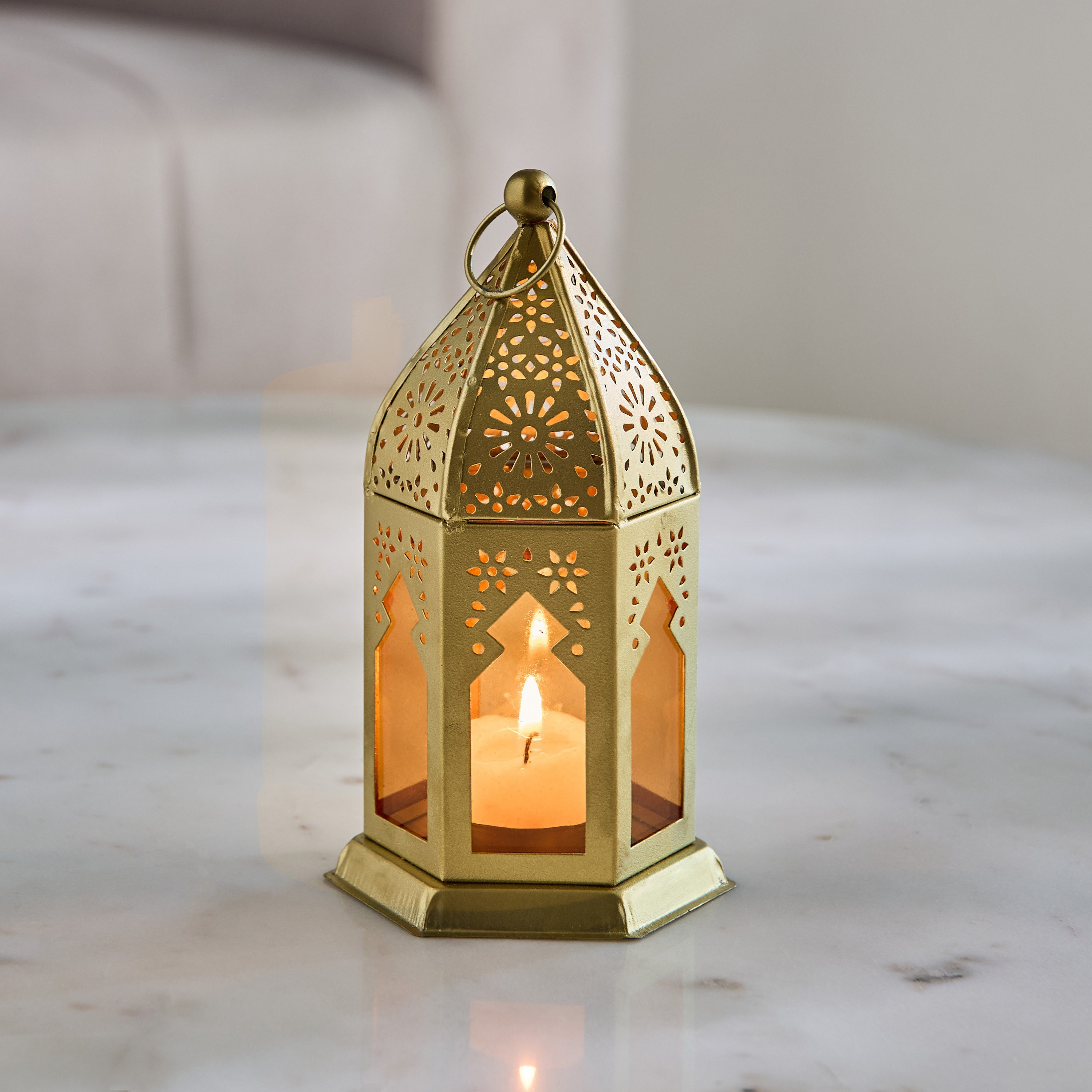 Enid Metal Lantern with Glass - 9x9x16 cm-hbxdecorandfurnishings-homeaccessories-lanterns-image-1