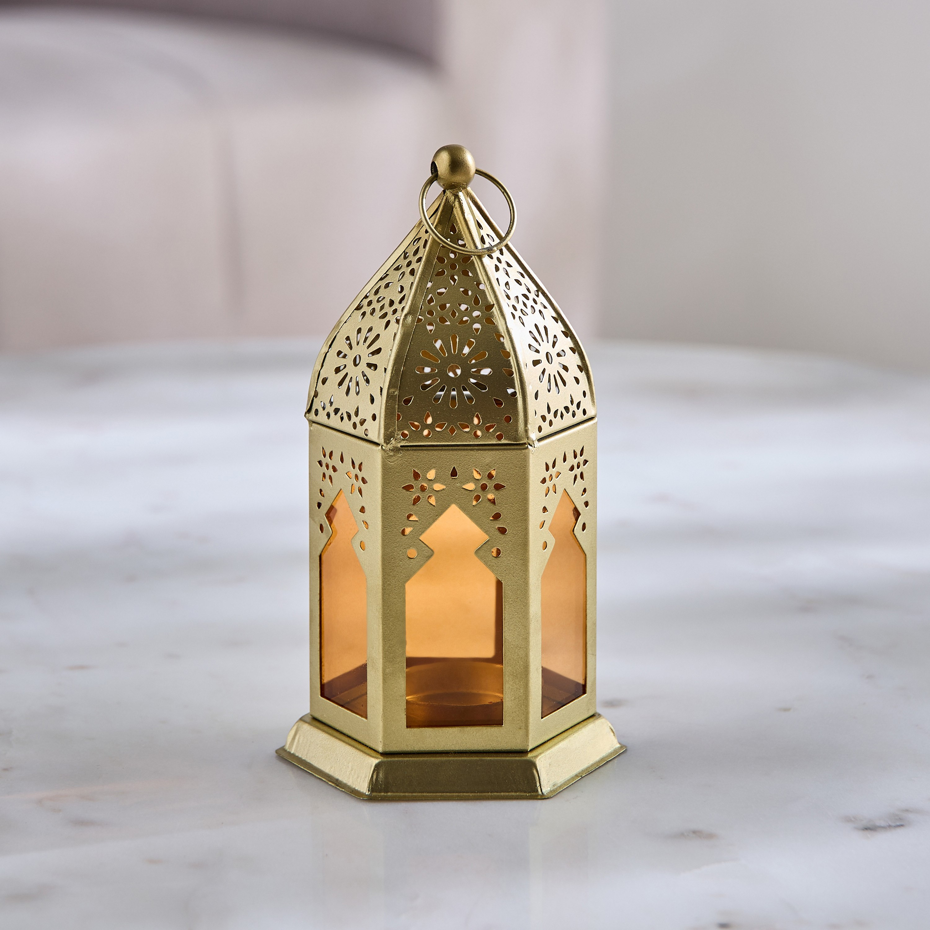 Enid Metal Lantern with Glass - 9x9x16 cm-hbxdecorandfurnishings-homeaccessories-lanterns-image-2