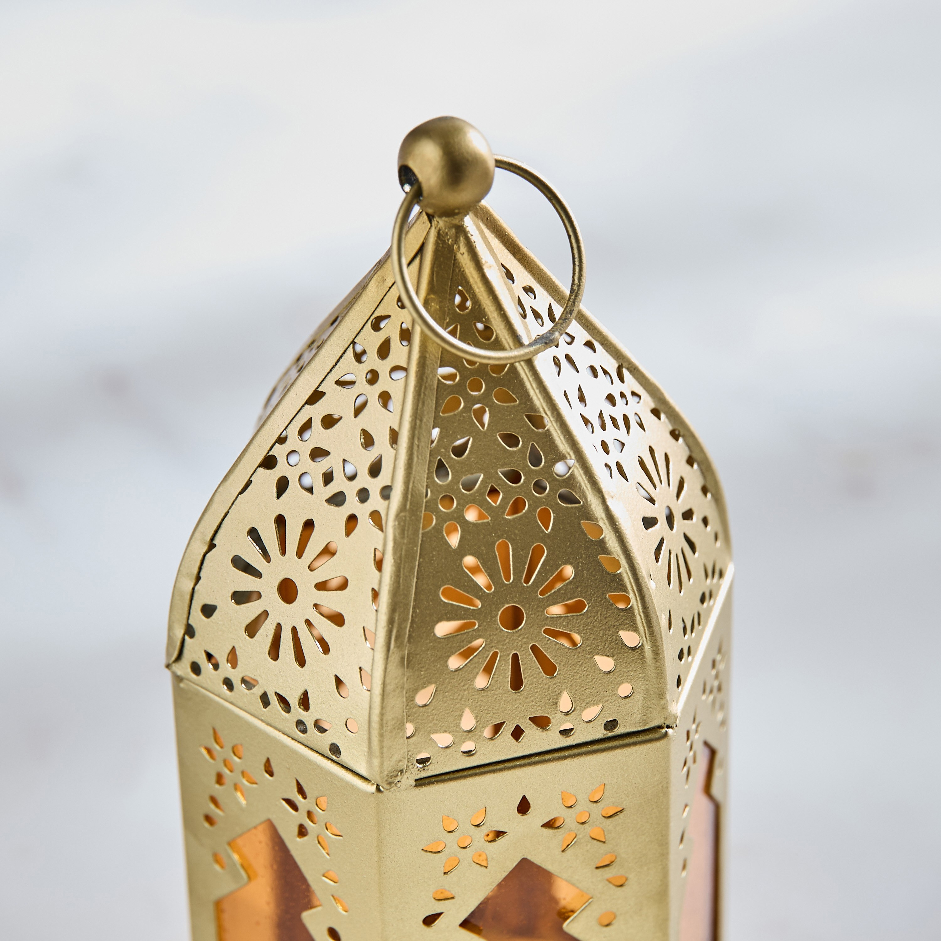 Enid Metal Lantern with Glass - 9x9x16 cm-hbxdecorandfurnishings-homeaccessories-lanterns-image-3