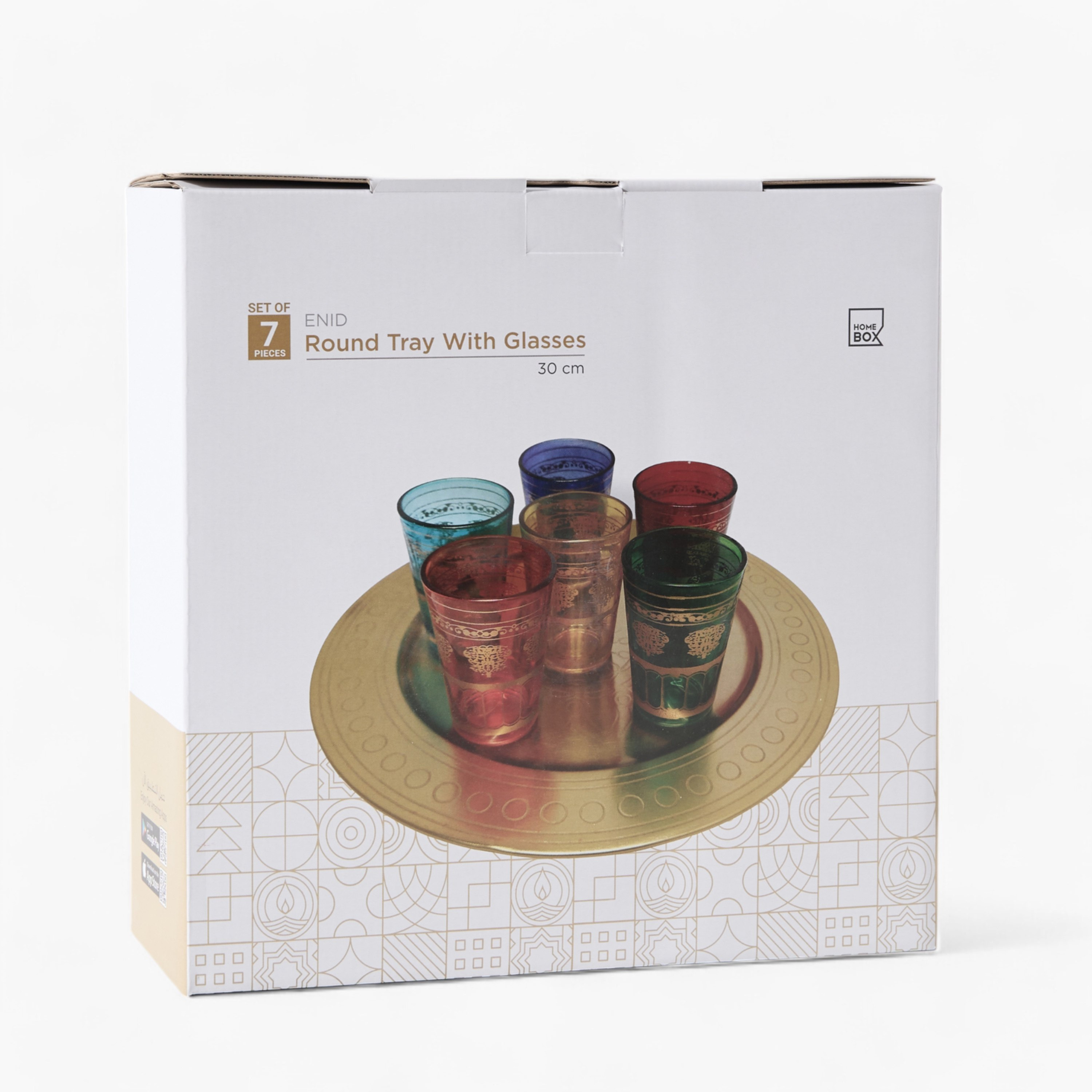 Enid 6-Piece Glasses with Metal Round Tray Set - 30.50x30.50x9 cm-hbxhomeware-hbxdecorandfurnishings-image-6