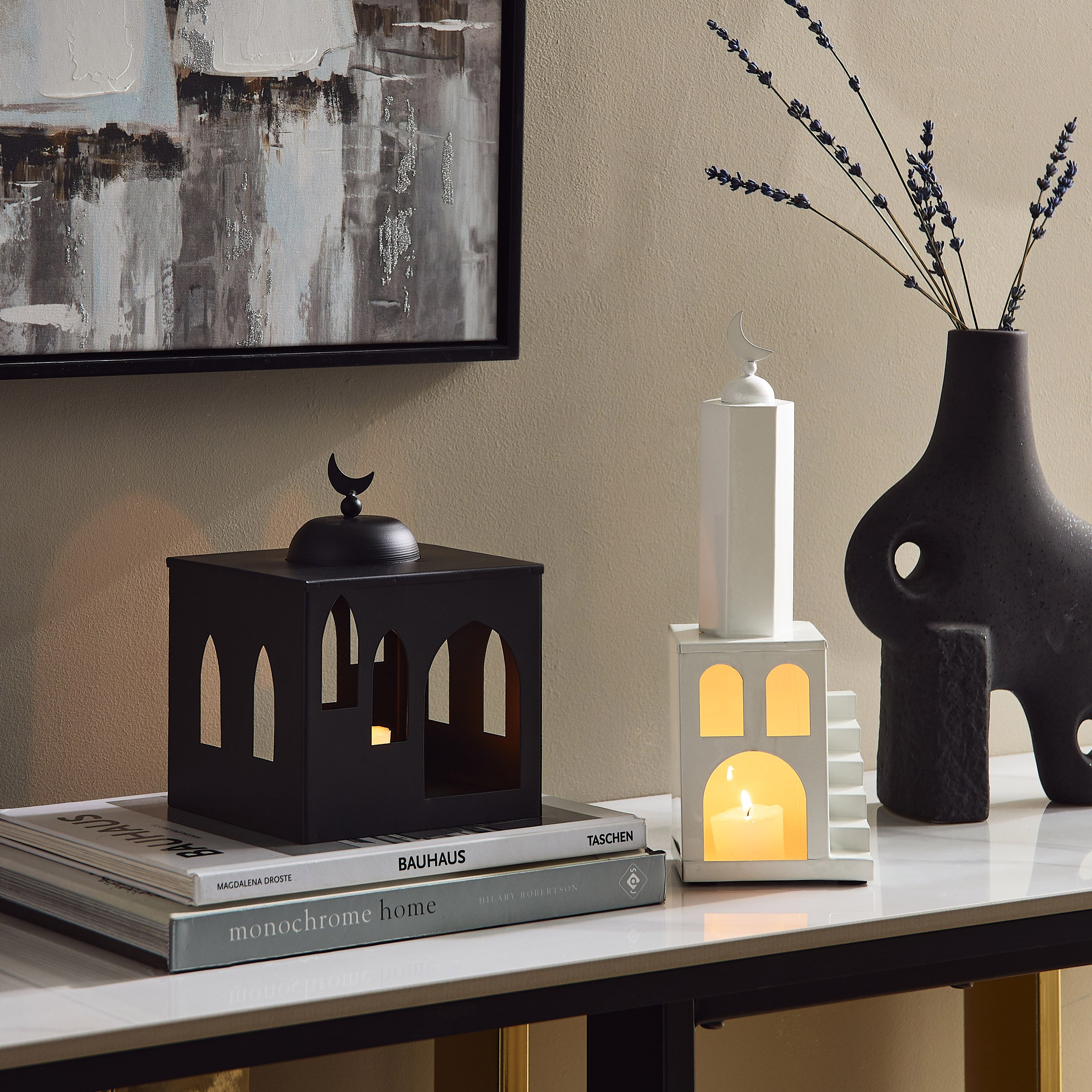 Scaft Metal House Shape Tealight Holder - 10x8x28.5 cm-hbxlivingroom-decorandaccessories-candleholders-image-4