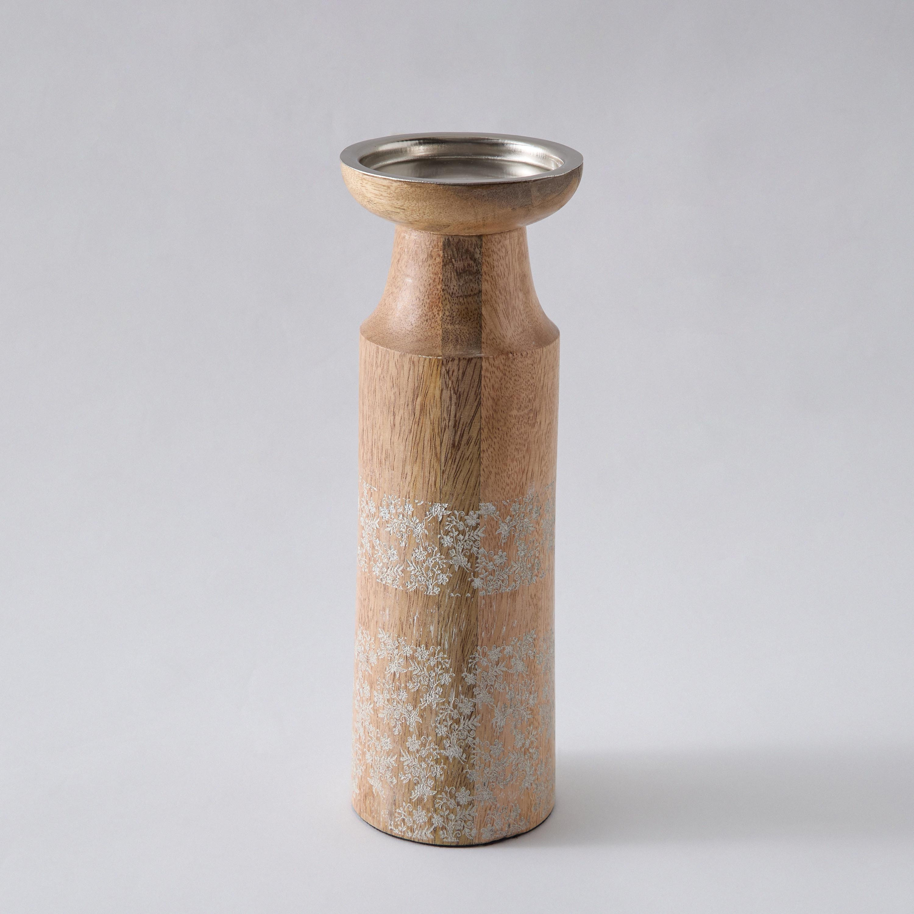 Lace Pattern with Etching Natural Wood Pillar Candle Holder - 10x10x30 cm-hbxlivingroom-decorandaccessories-candleholders-image-5